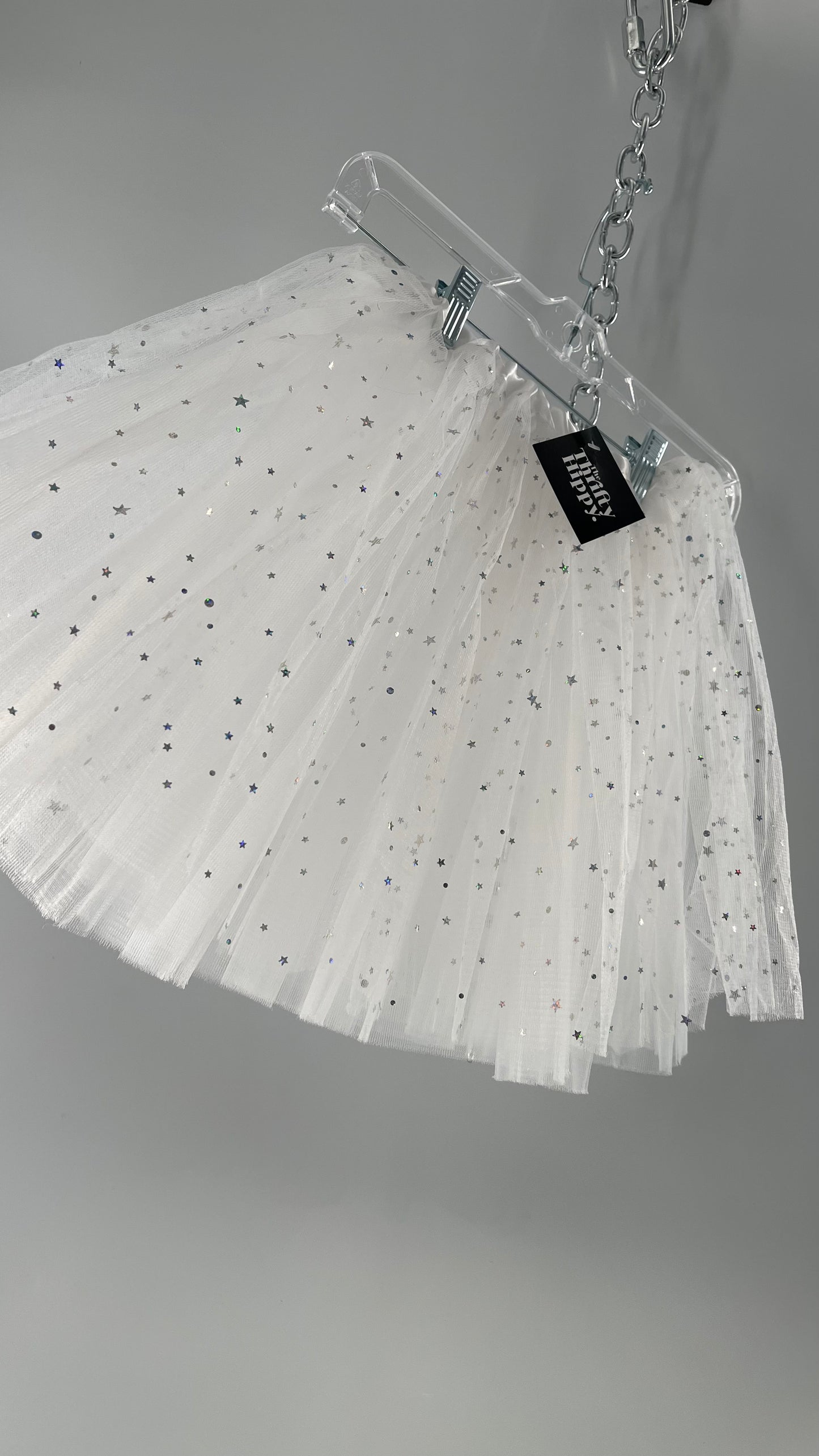 White Starstruck Confetti Tutu Mesh Tulle Skirt (One Size)