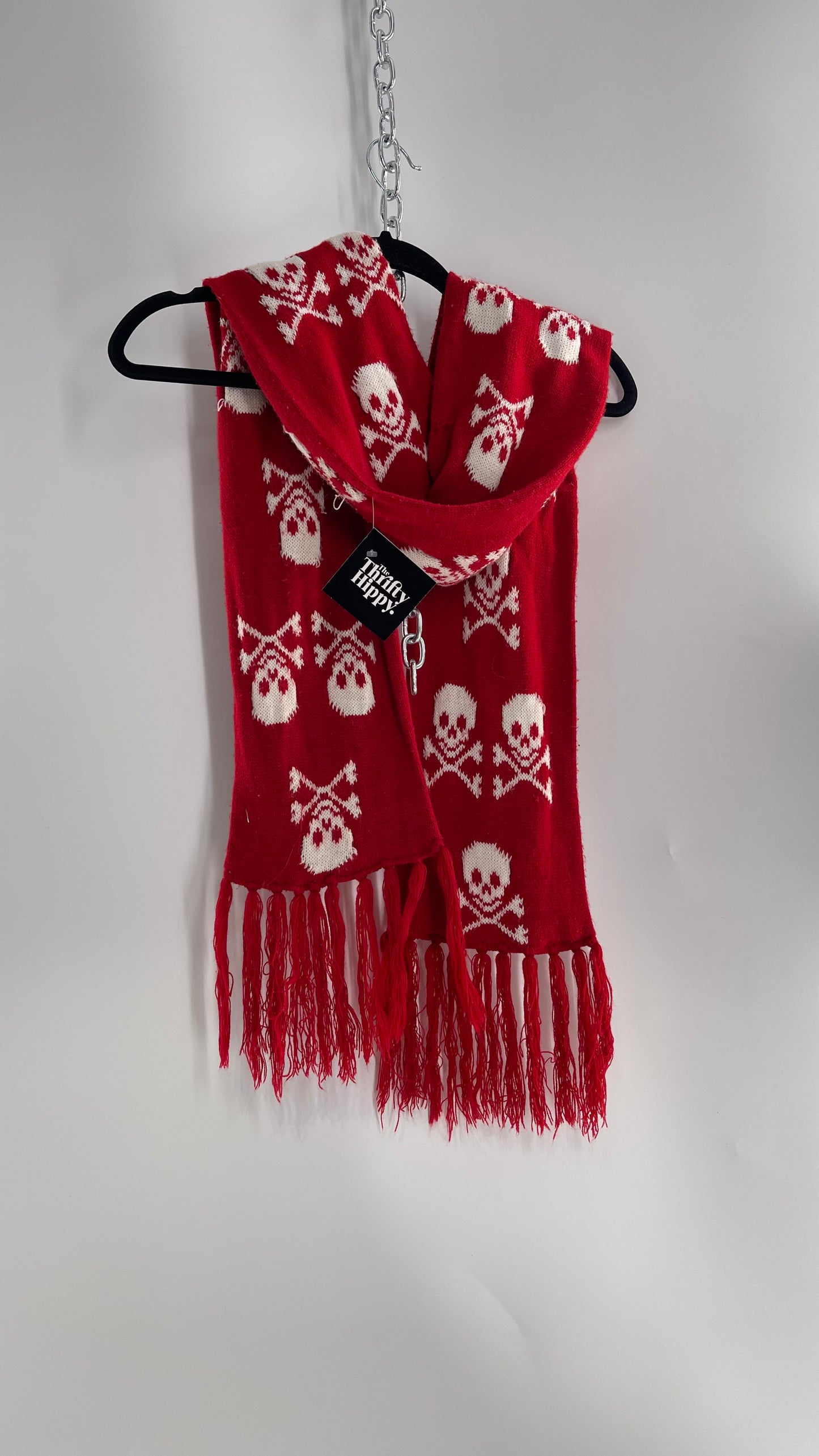 Emo Raggedy Red Skull Scarf (C)
