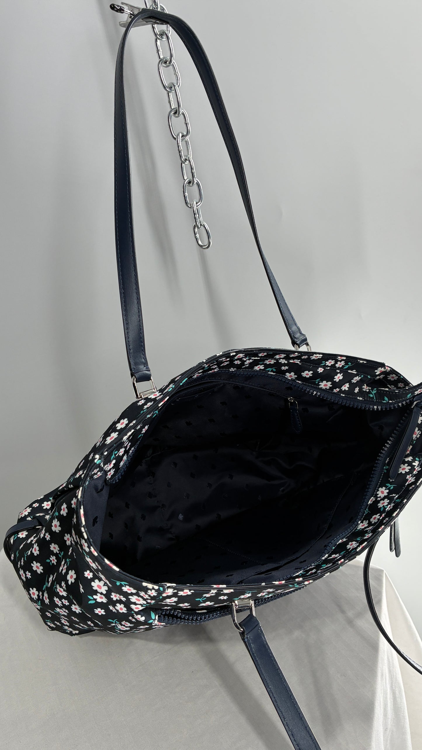 Kate Spade Jae Fleurette Navy Blue Floral Large Tote Bag