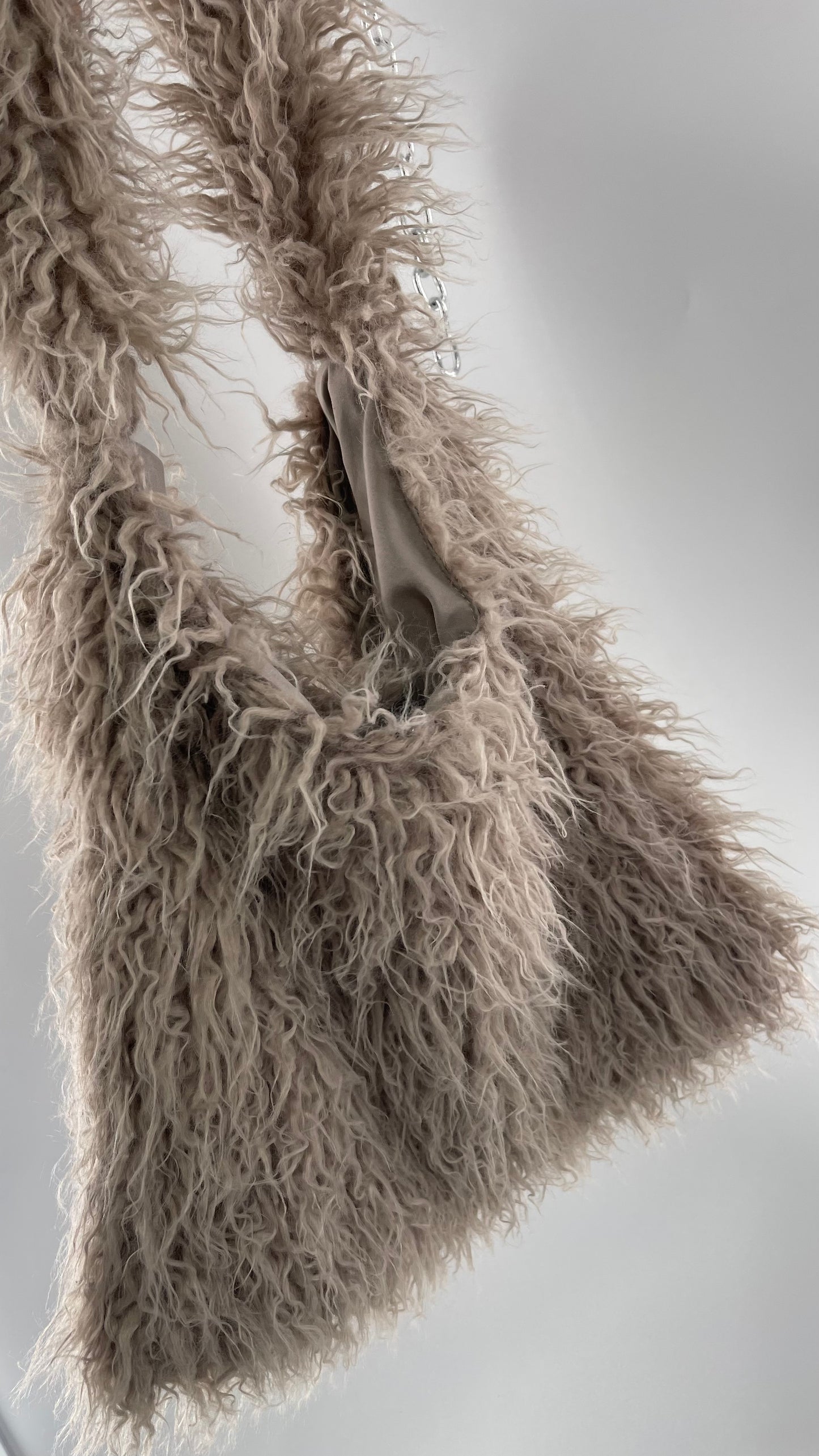 Free People Grey Shaggy Tote Bag