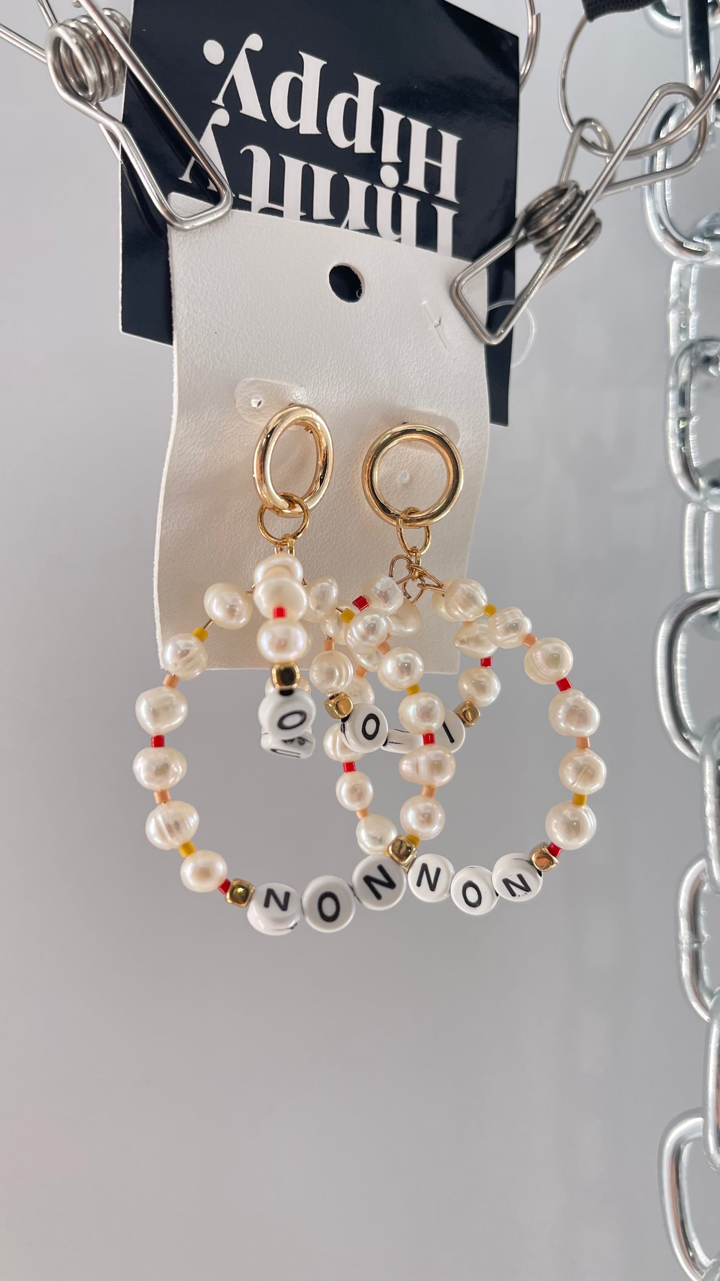 Free People Oui/Non Pearl Word Scrabble Earring