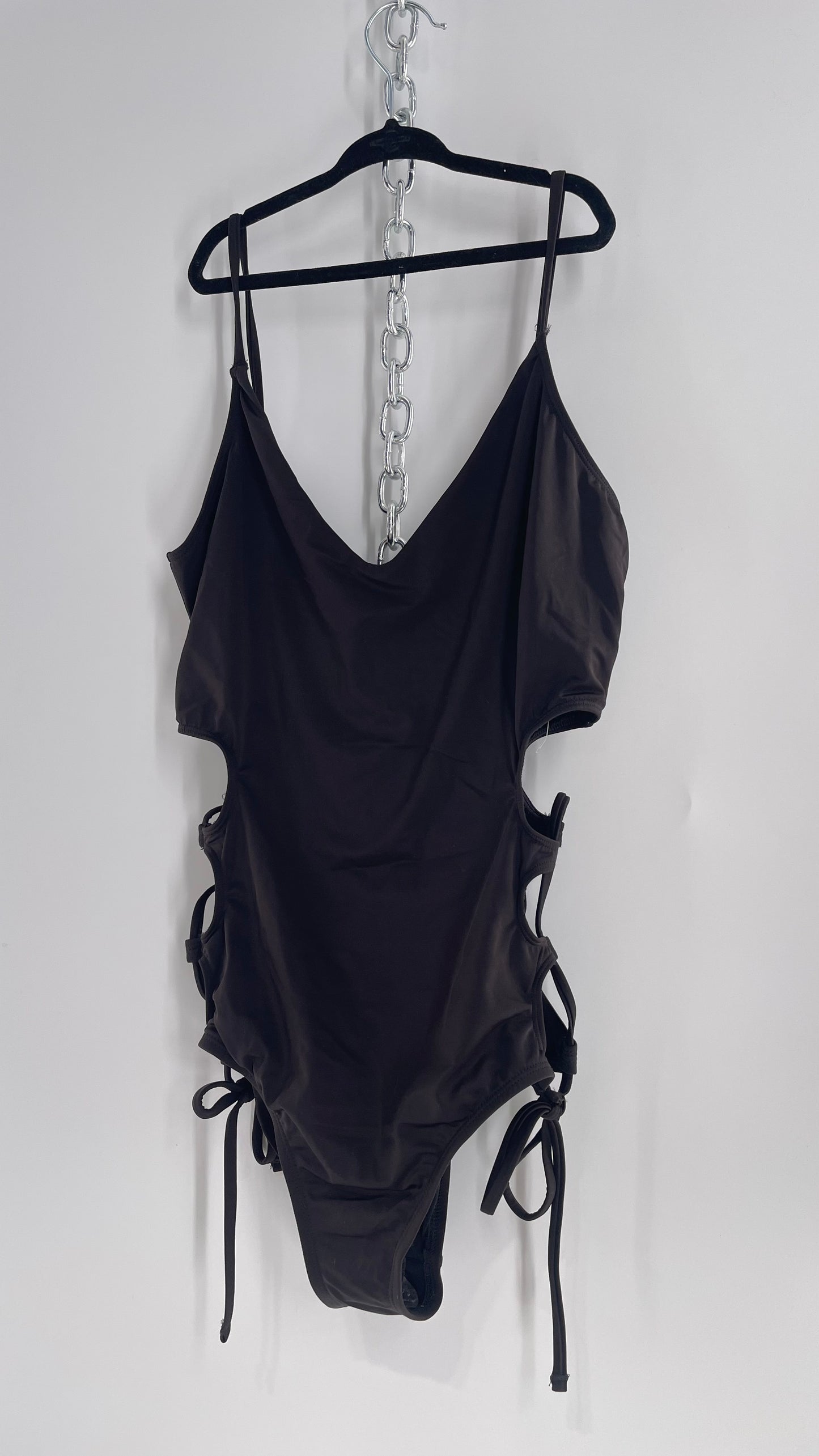 Urban Outfitters Out From Under Black Swimsuit with Lace Up Sides (Large)