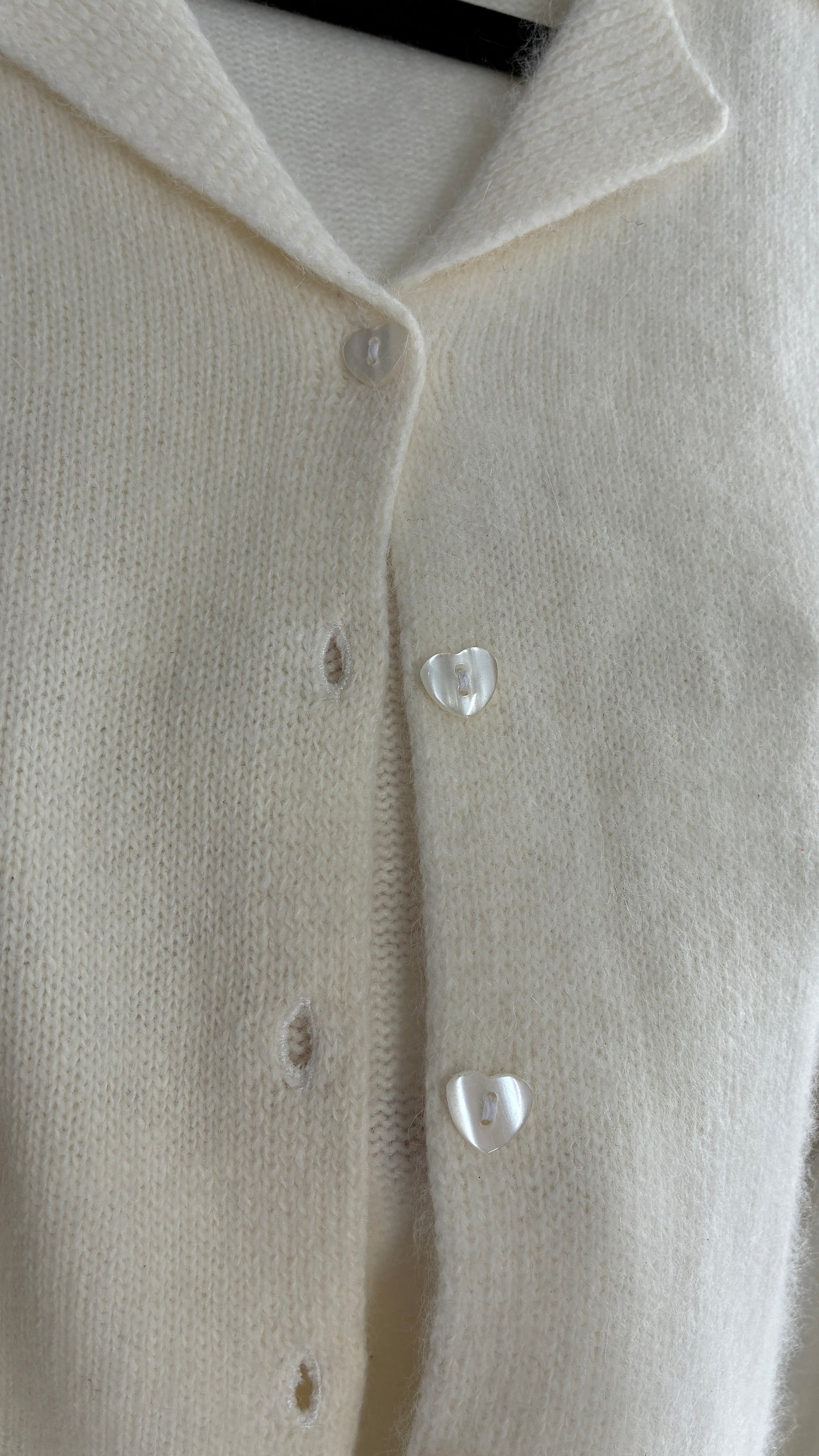 Vintage TAKEOUT Angora Rabbit Fur Blend White Cardigan (Medium)