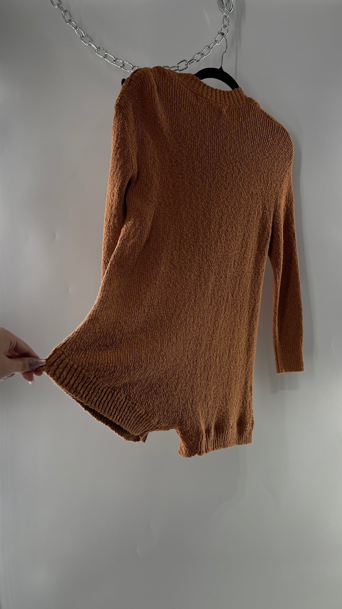 Free People Mustard/Tan Knit Button Shoulder Romper/Playsuit/Jumpsuit (XS)