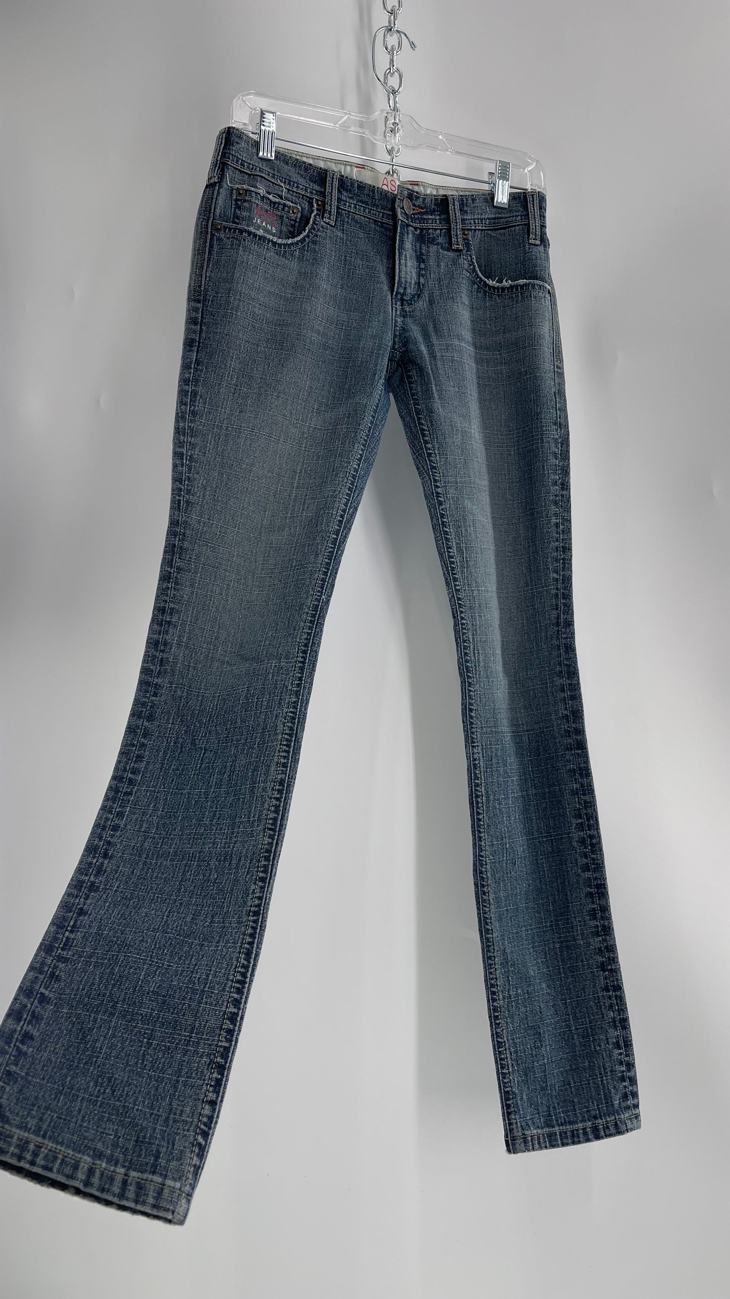 Vintage Smart AS JEANS Light Wash with Silver Metallic Female Posing Silhouette and Paulina Field Embroidery (28)