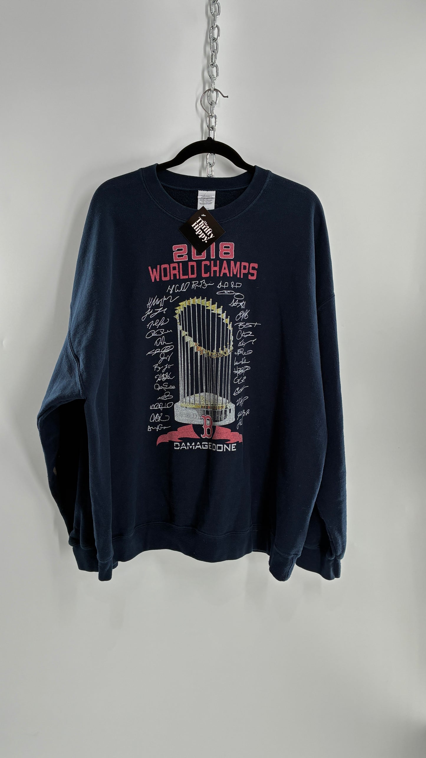Boston Red Sox World Champs Navy Blue Crewneck Sweater (XXL)