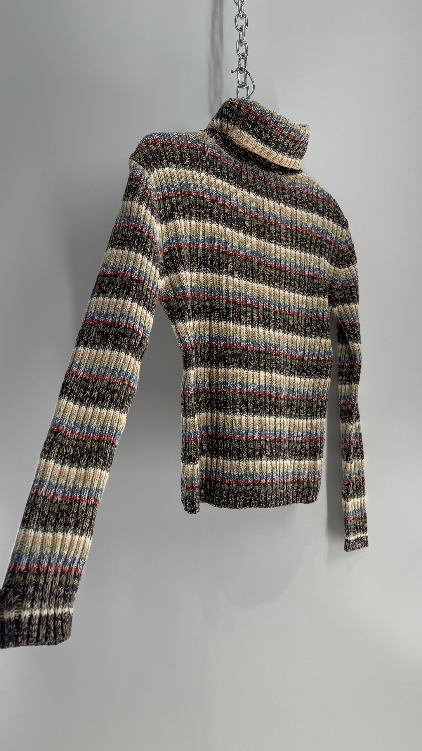 Great American Sweater Co Striped Thick Knit Turtleneck (Medium)