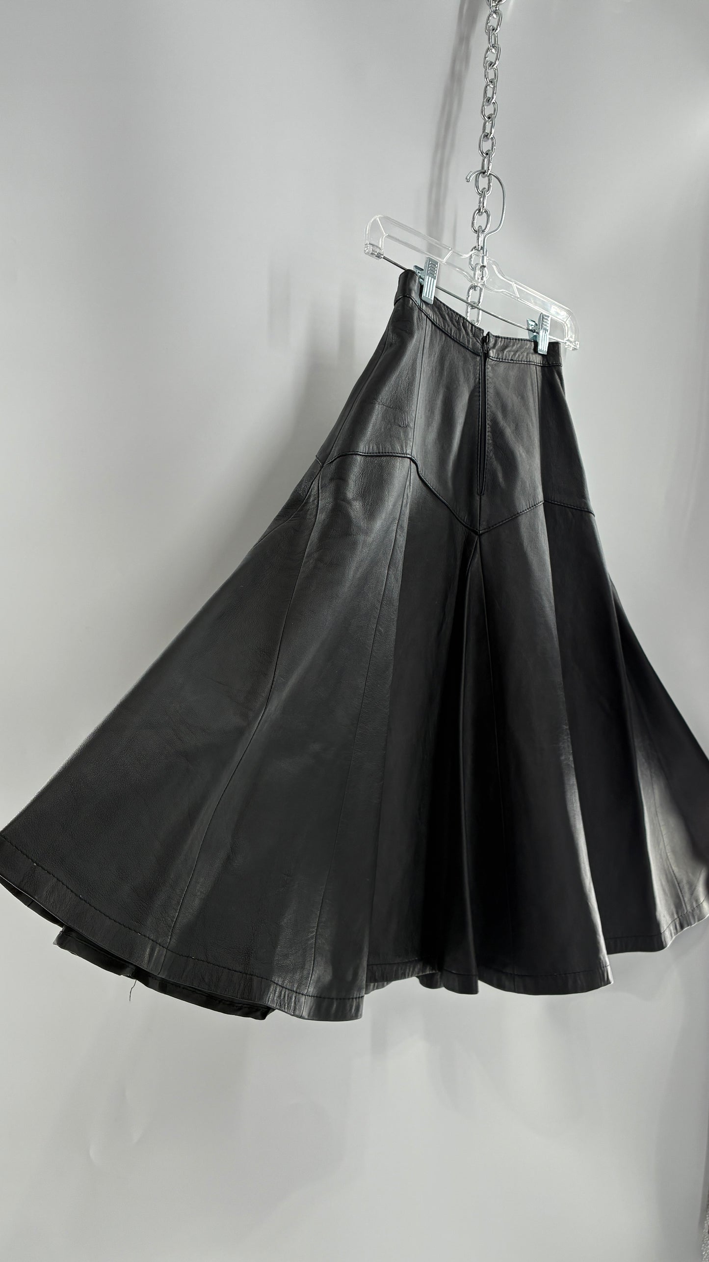 Vintage Fergs Omorro Leather Full Circle Skirt Made in Italy (XS)