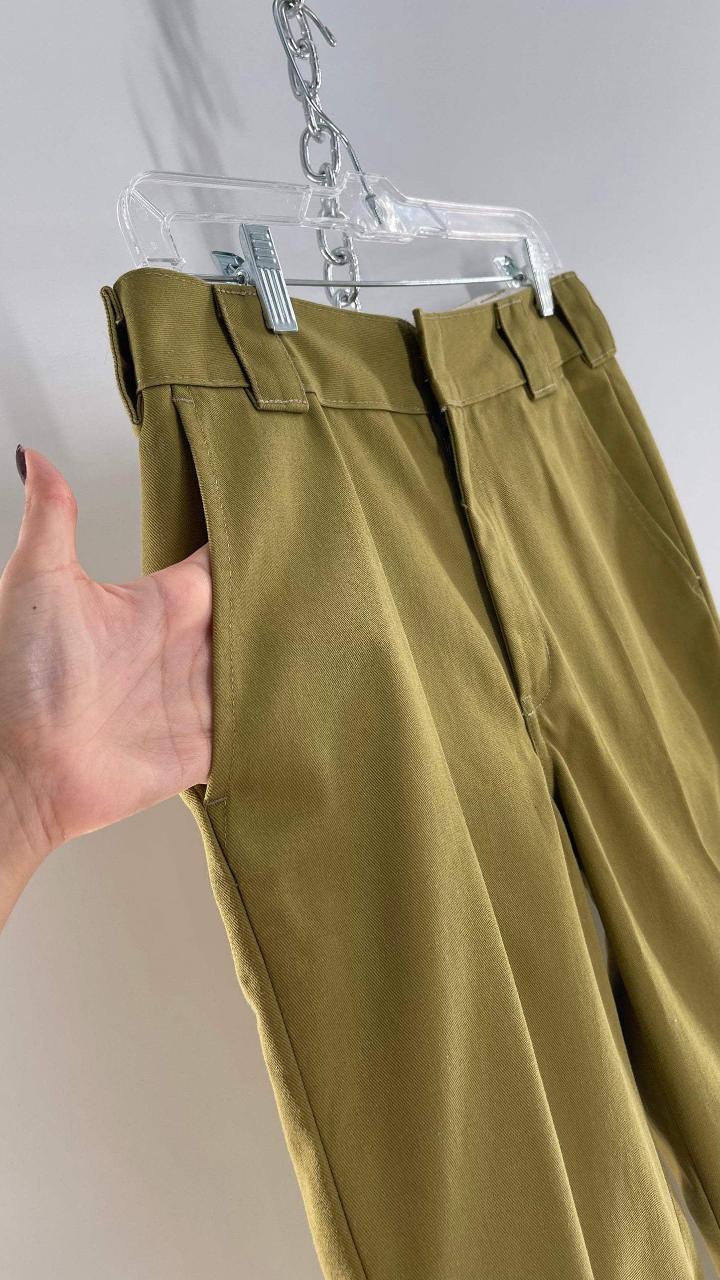 Dickies Mustard Green Cropped with Raw Edge Hem (4)