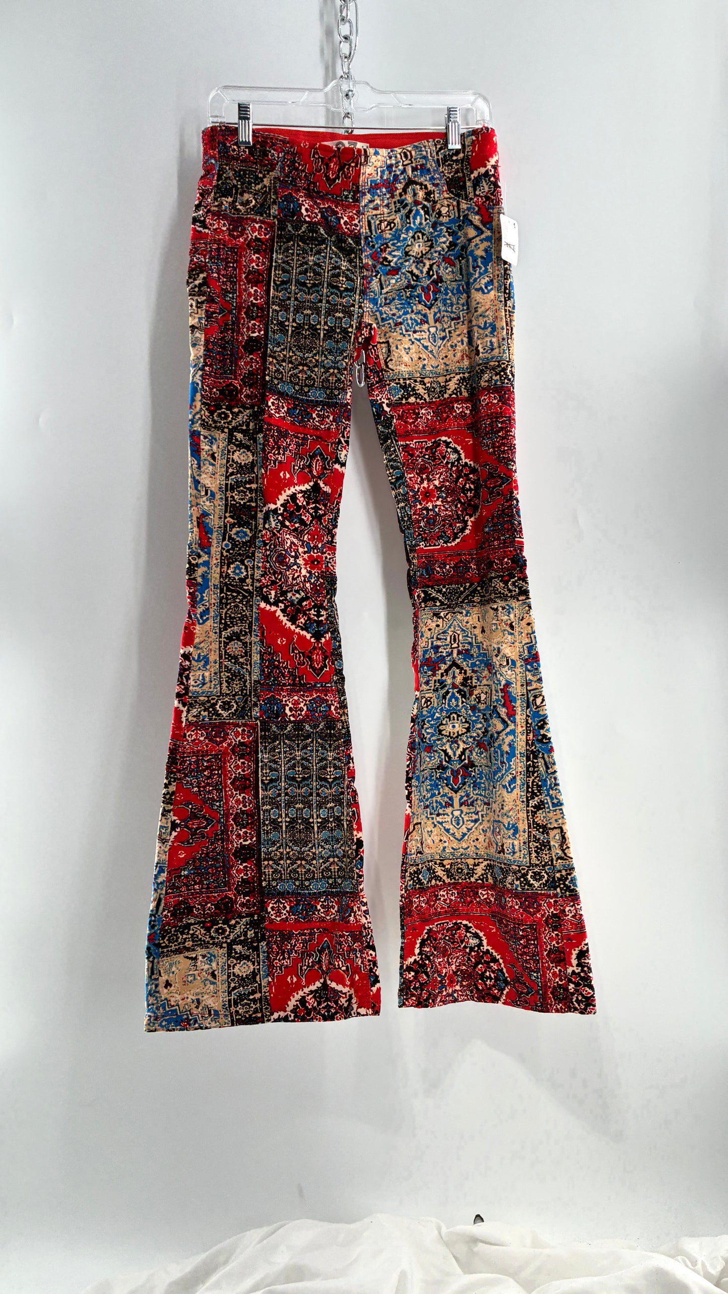Free People Red, White, Blue Tapestry Patchwork Corduroys with Tags Attached (27)