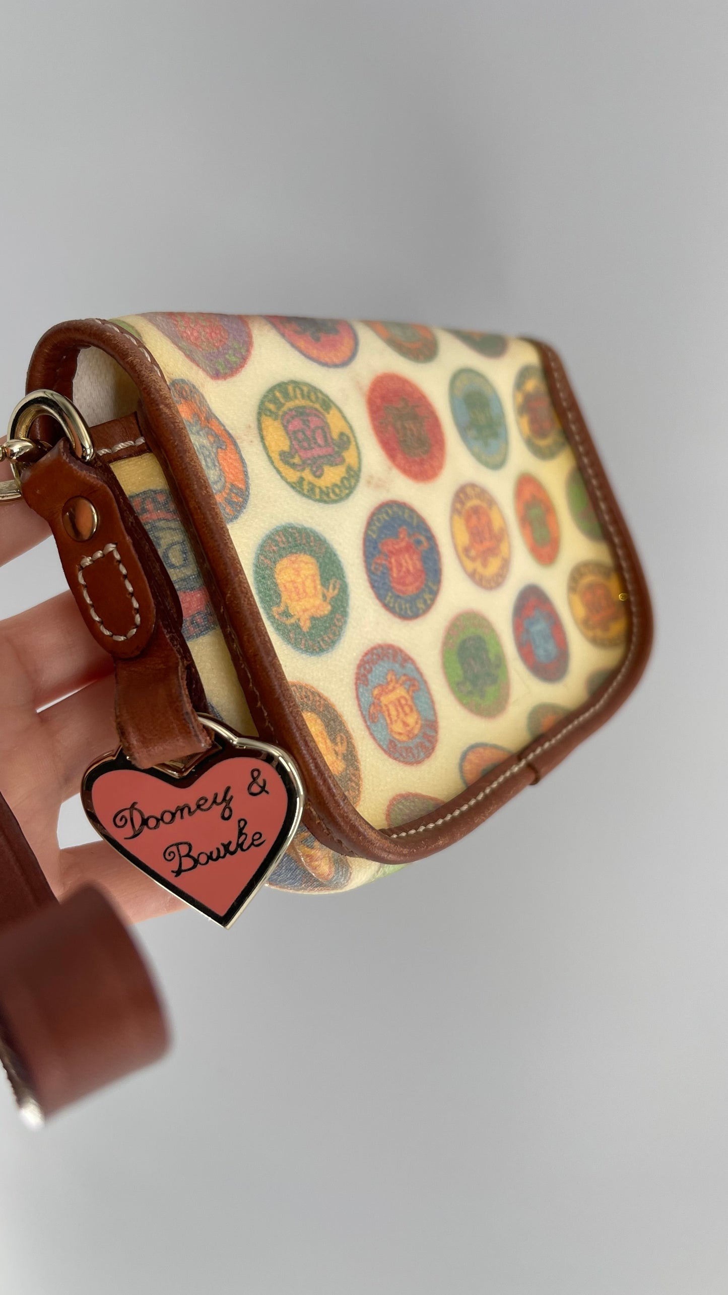 Vintage Dooney & Bourke Coin Purse/ Wristlet with Heart Shaped Charm