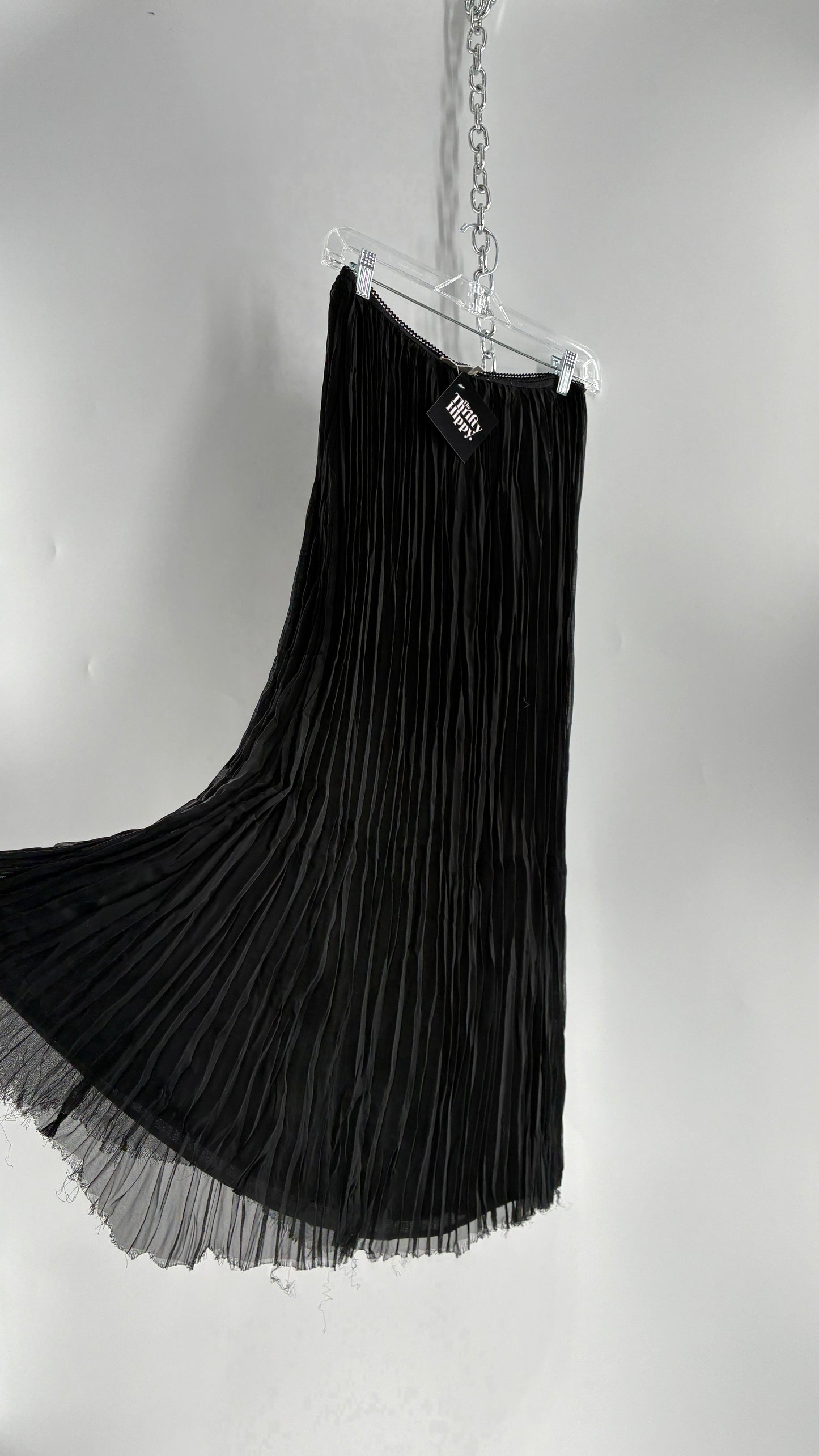 Vintage WORTHINGTON Black Crimped Skirt (S/M)