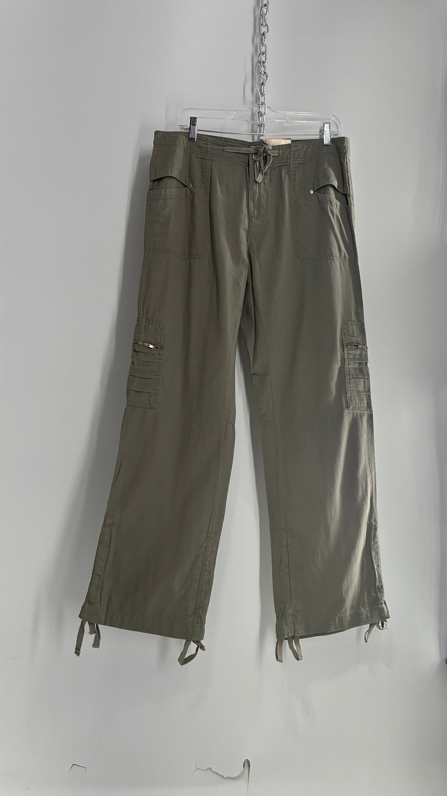 Deadstock Vintage MOKACHINO Grey Green Drawstring Cargos (8)