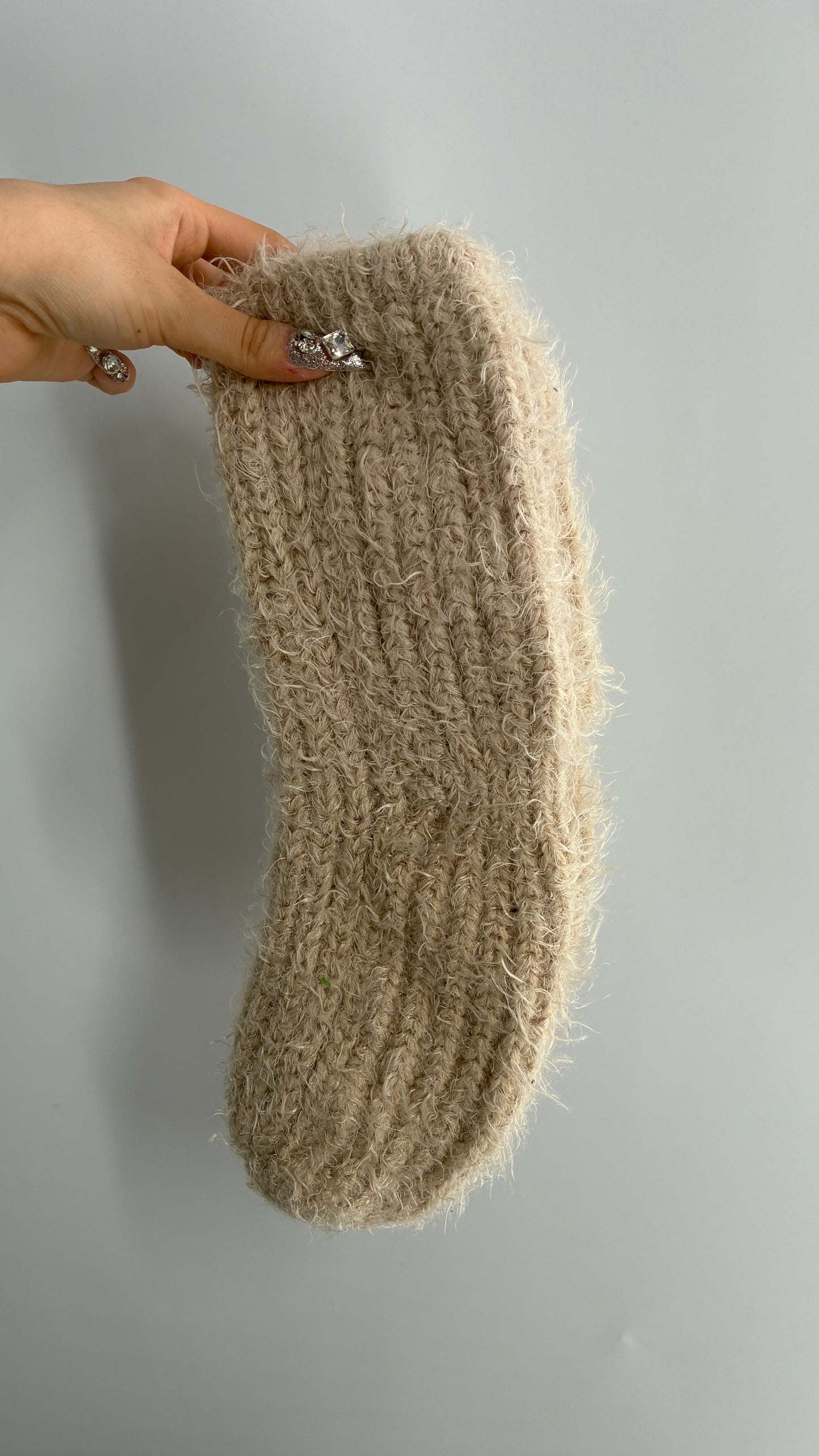 NWOT Free People Beige Ultra Thick Knit Fuzzy Socks