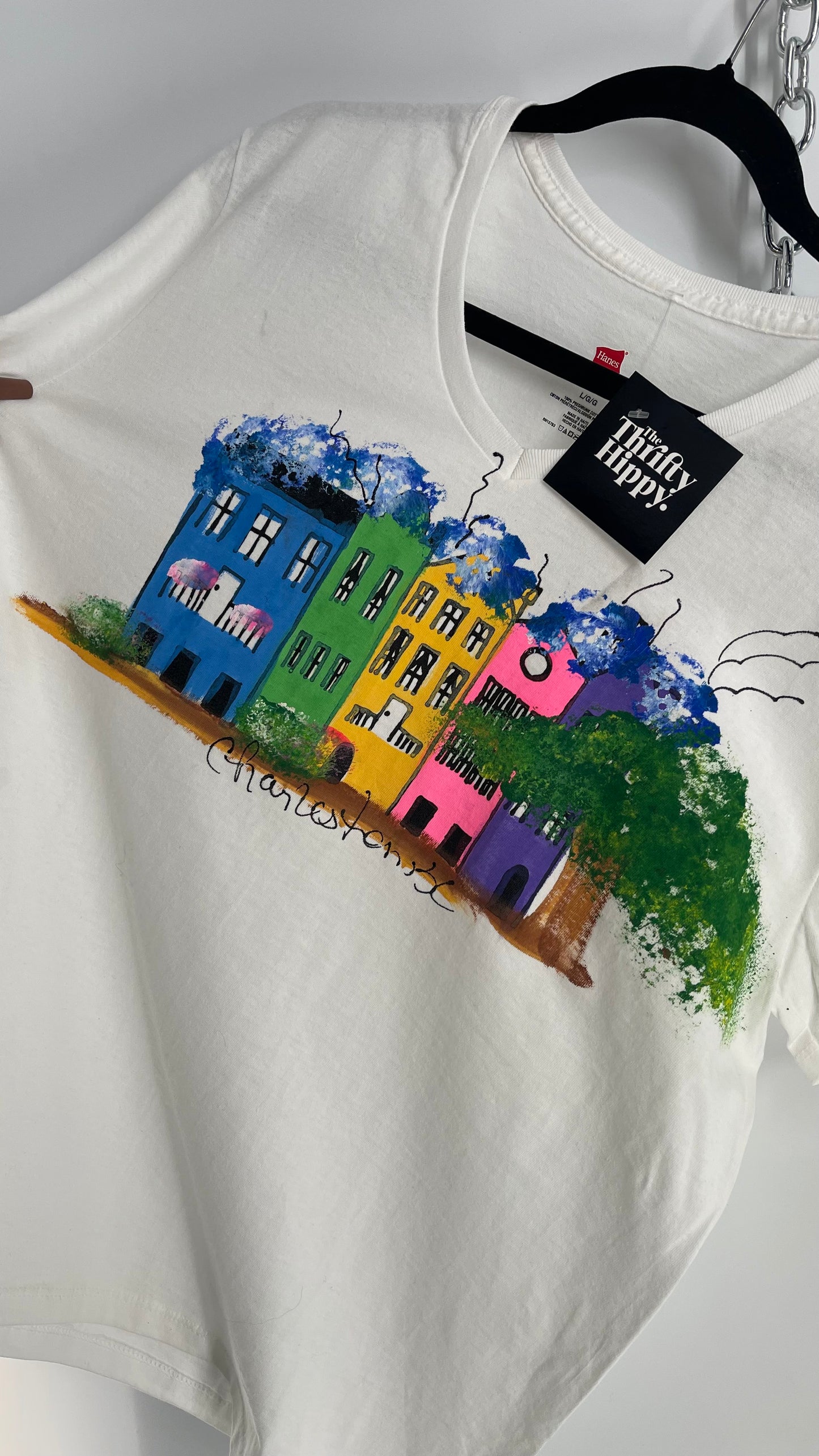 Vintage Hand Painted Charleston, SC Artist Tourist T (Large)