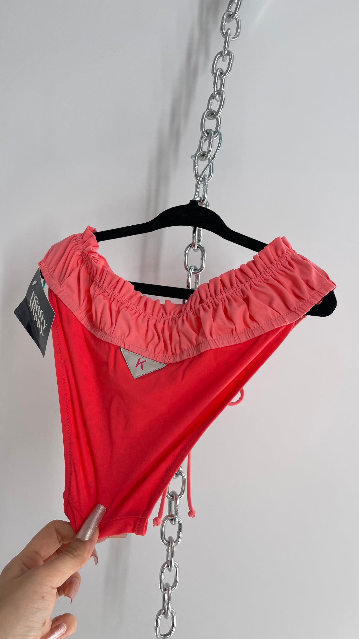 Kti per te Free People Ruched Waistline Pink Swim Bottoms NWOT (Small)