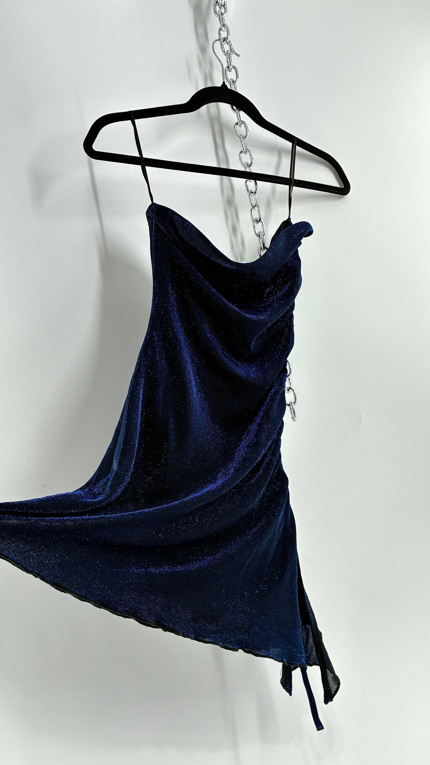 Princess Polly Navy Night Sky, Ruched Asymmetric Side Mini Dress (2)