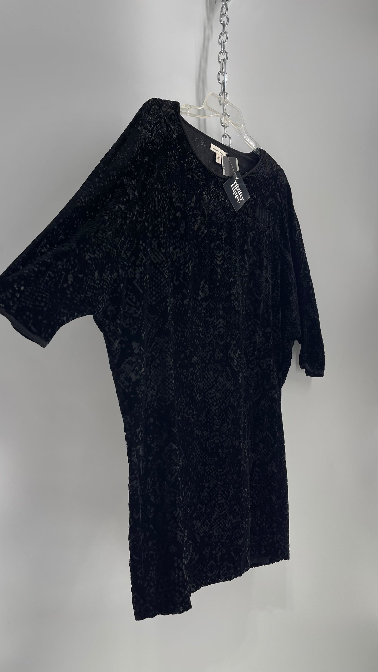 Silence + Noise Urban Outfitters Black Textured Velvet Dress with Open Back Detail and Tags Attached (Medium)