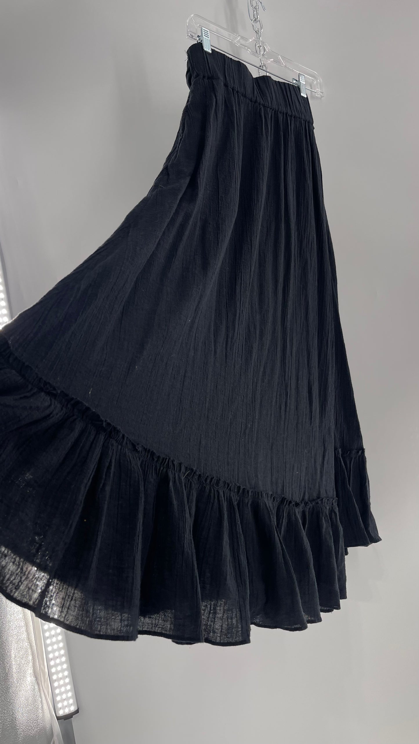 Free People Black Floor Length Skirt (Medium)