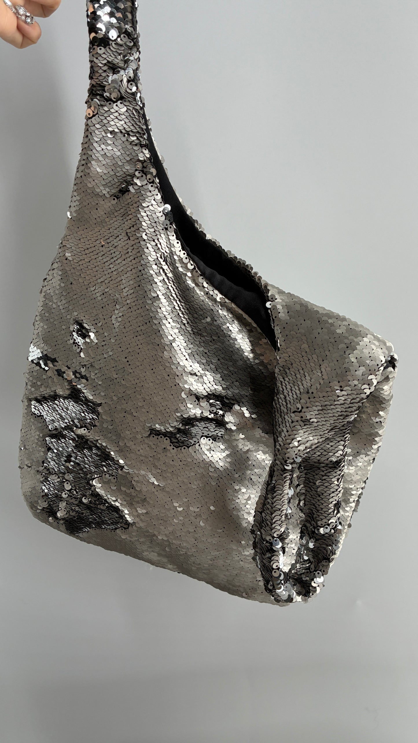 Free People ECOTE Silver Sequin Tote Bag