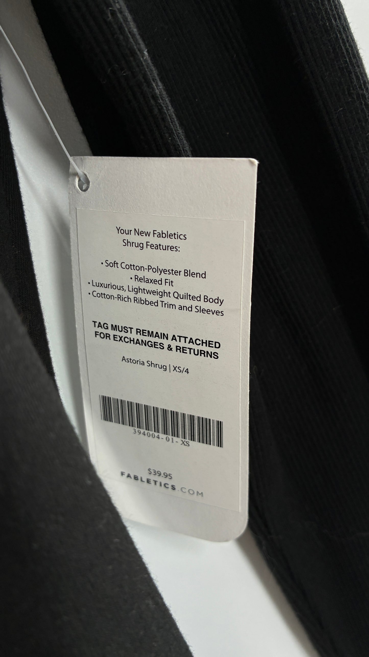 Fabletics Black Astoria Shrug Cardigan with Ribbed Panels and Tags Attached (XS/4)