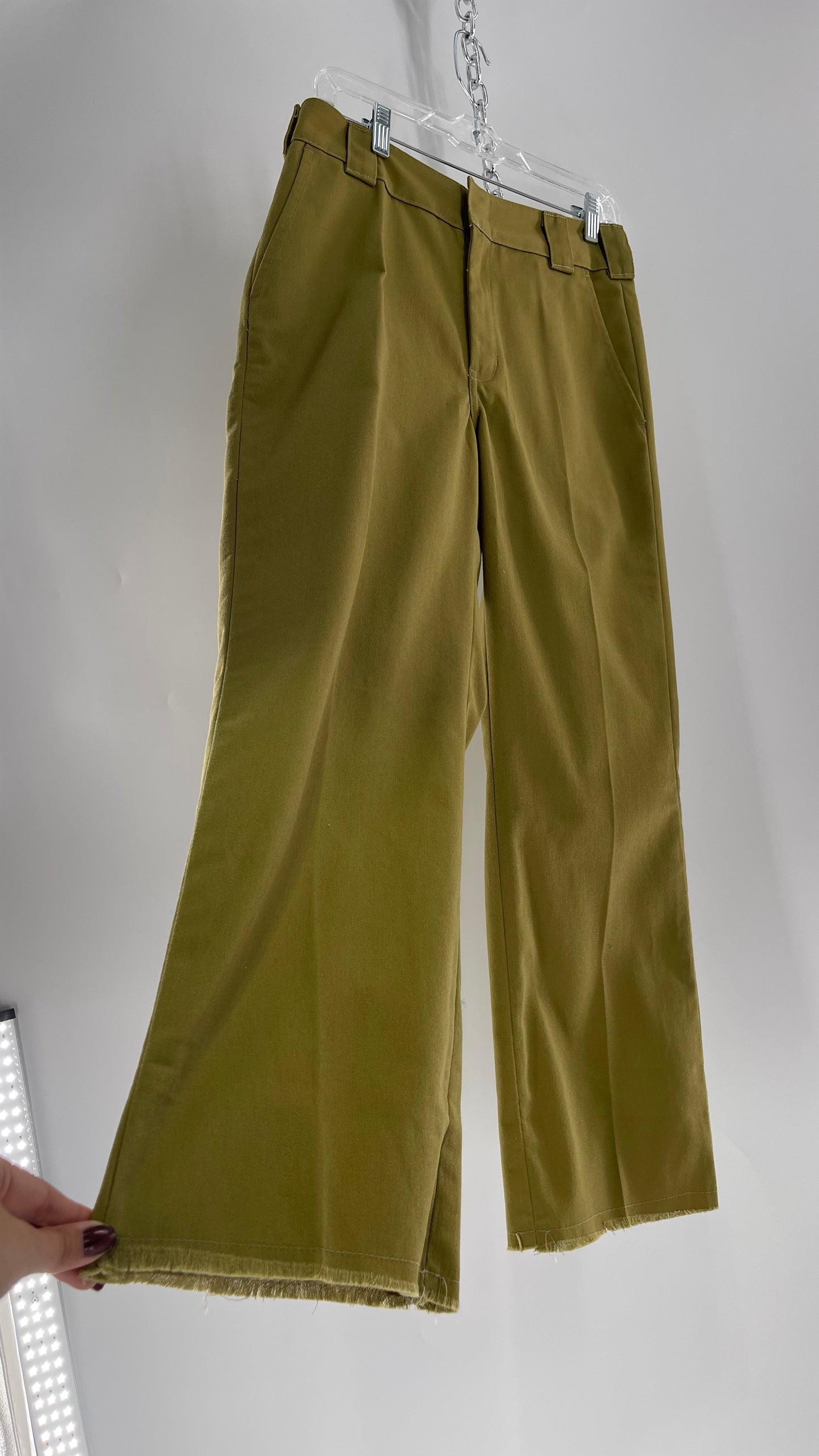 Dickies Mustard Green Cropped with Raw Edge Hem (4)