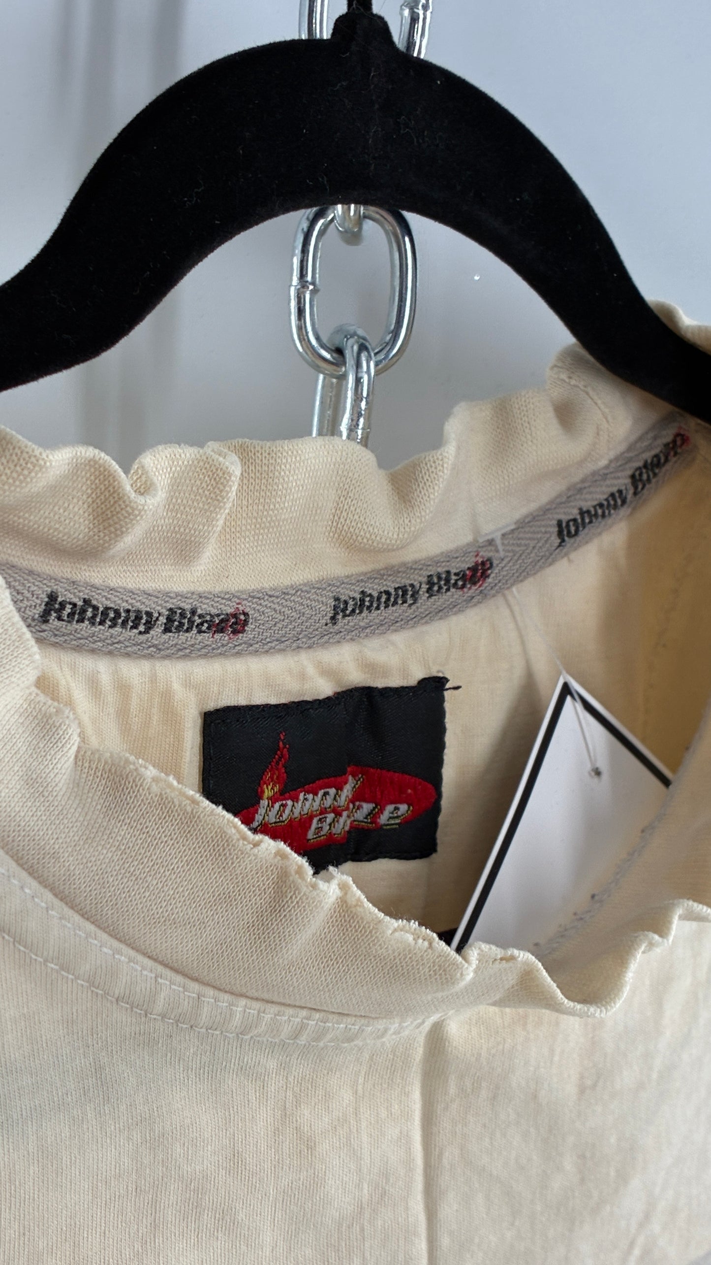 Vintage JOHNNY BLAZE Distressed, Rugged Graphic T Shirt (L)