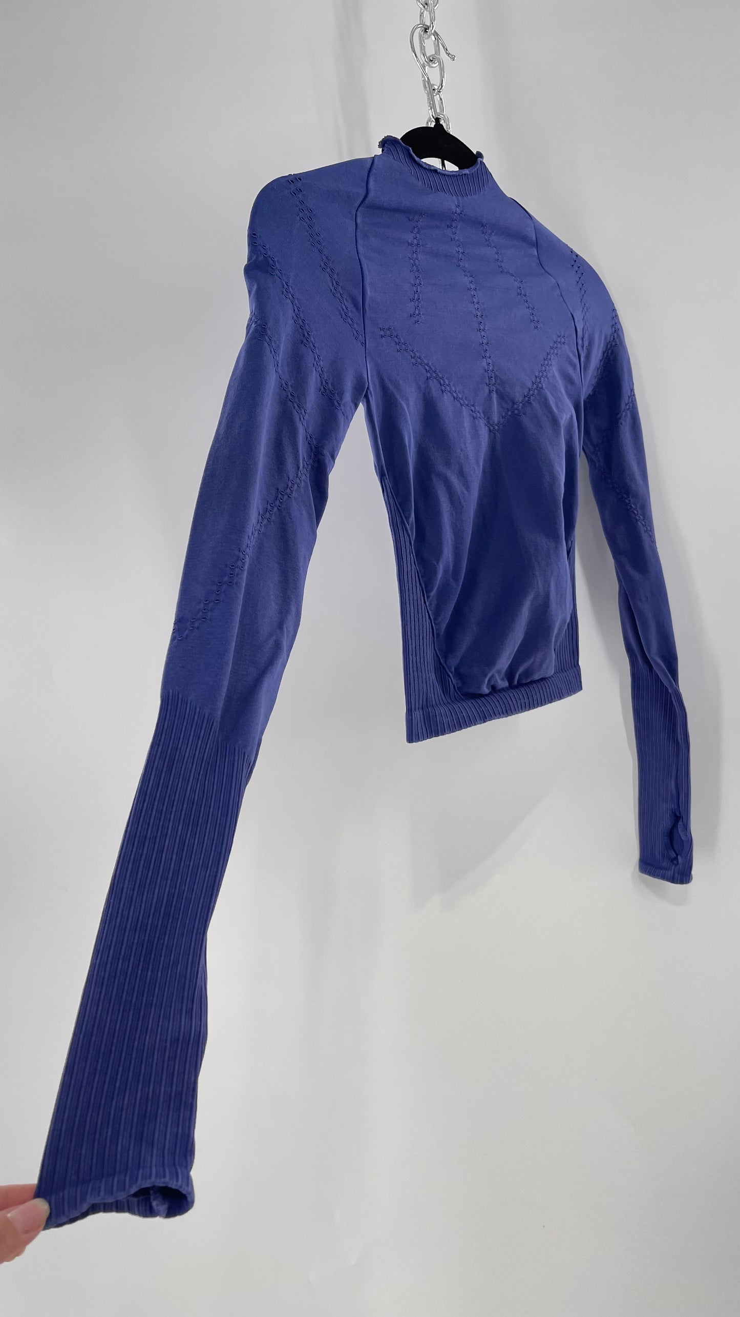 Free People Movement Spandex Perforated Purple Skim Top (XS/S)