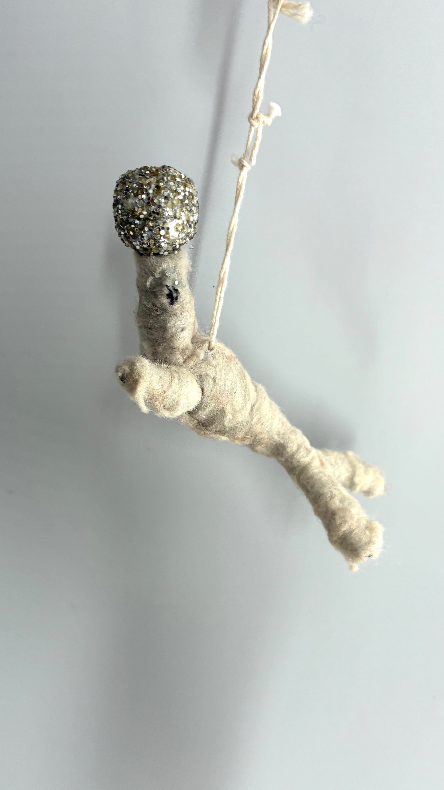 Anthropologie Handmade Yarn Seal with Glitter Ball Ornament