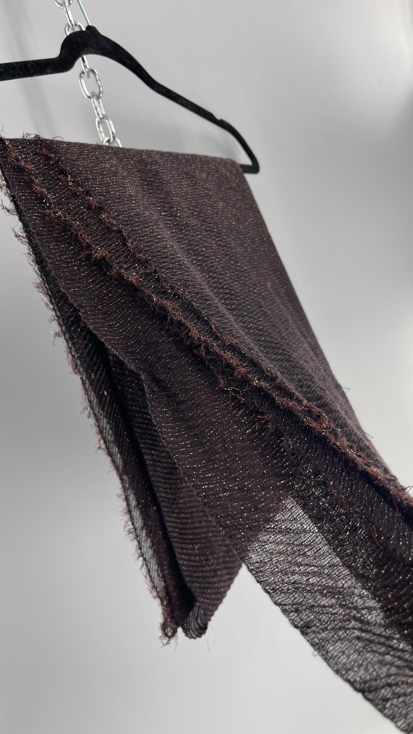 Maurice’s Black Thin Knit Voluminous Scarf with Bronze Woven Tinsel