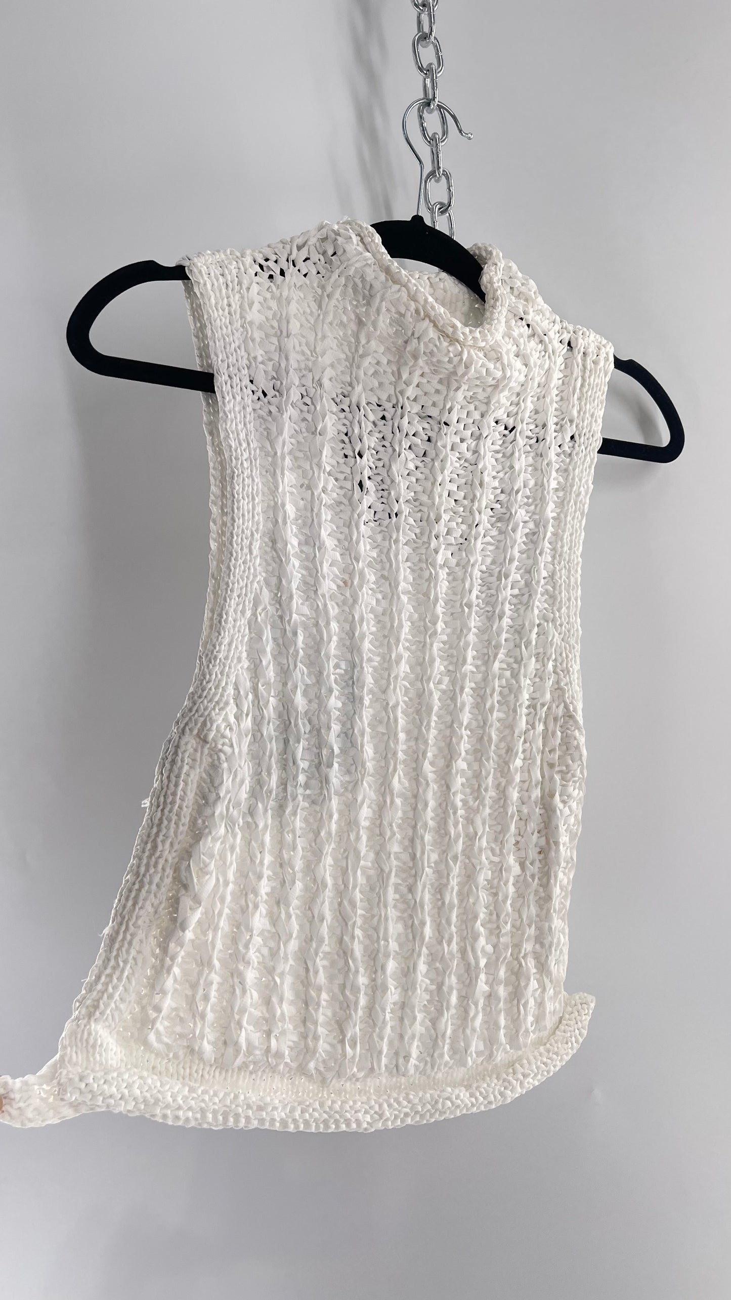 Anthropologie Moth Crochet Open Knit Mock Neck Tank (XS)
