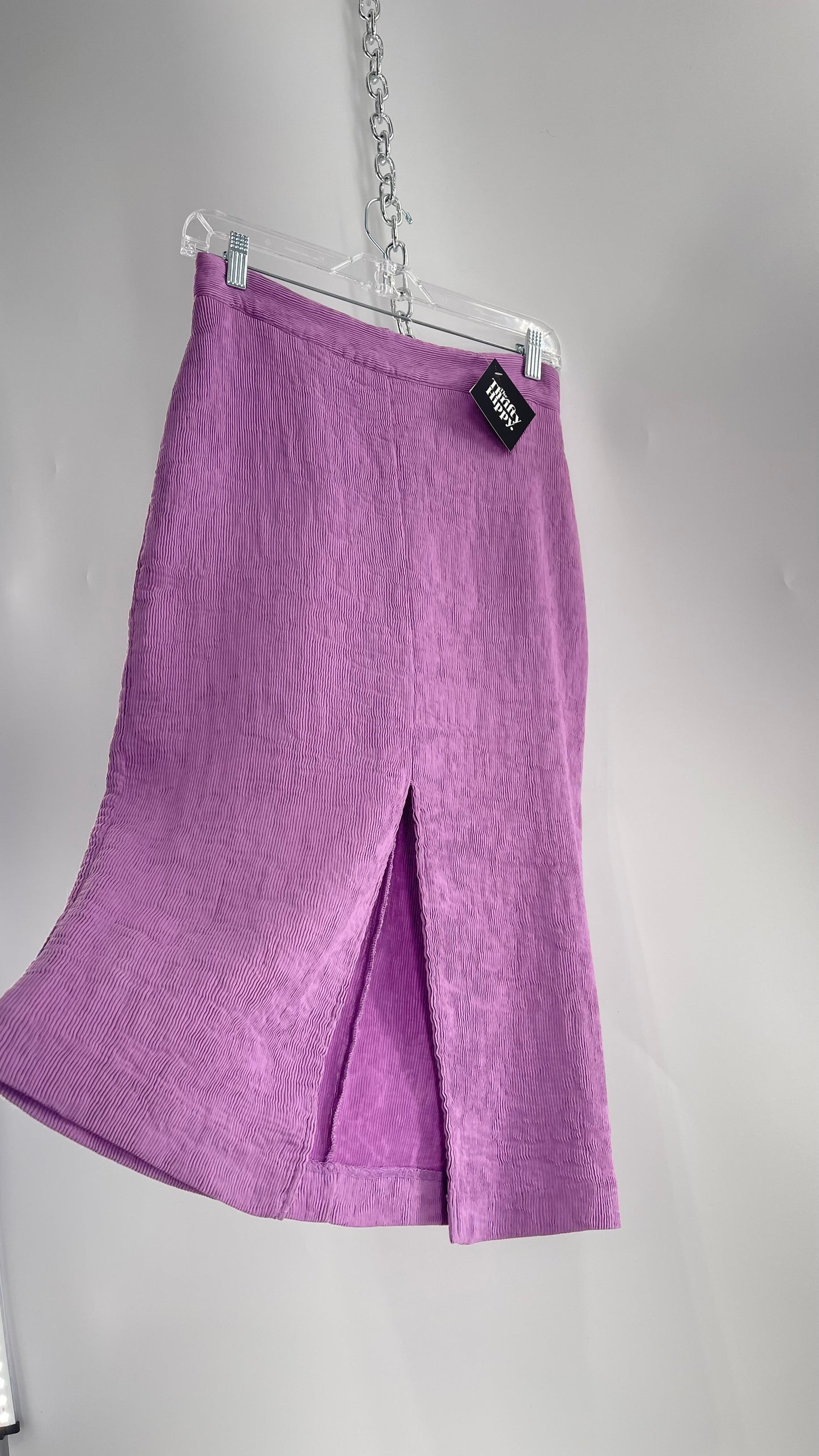 Endless Rose Anthropologie Lavender Crimped/Textured Midi Skirt (Medium)