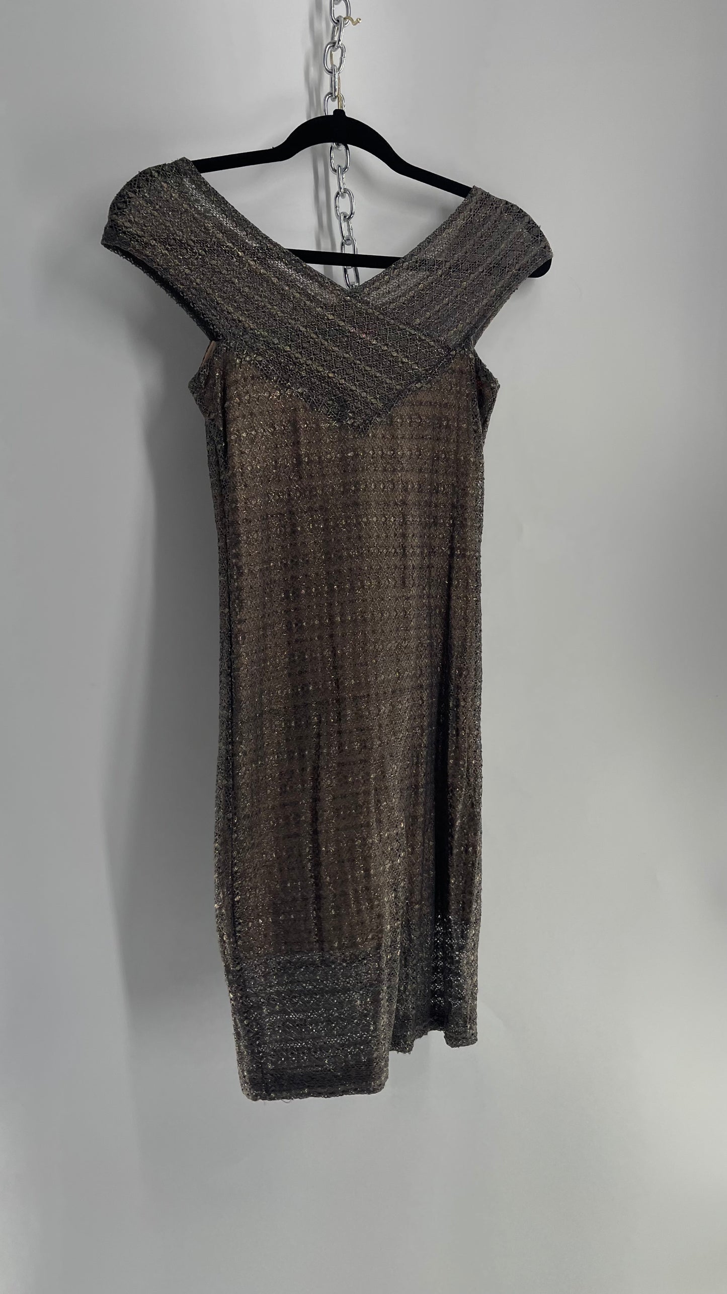 Nightcap Clothing X Free People Off the Shoulder Metallic Tinsel Lace Dress (XS)
