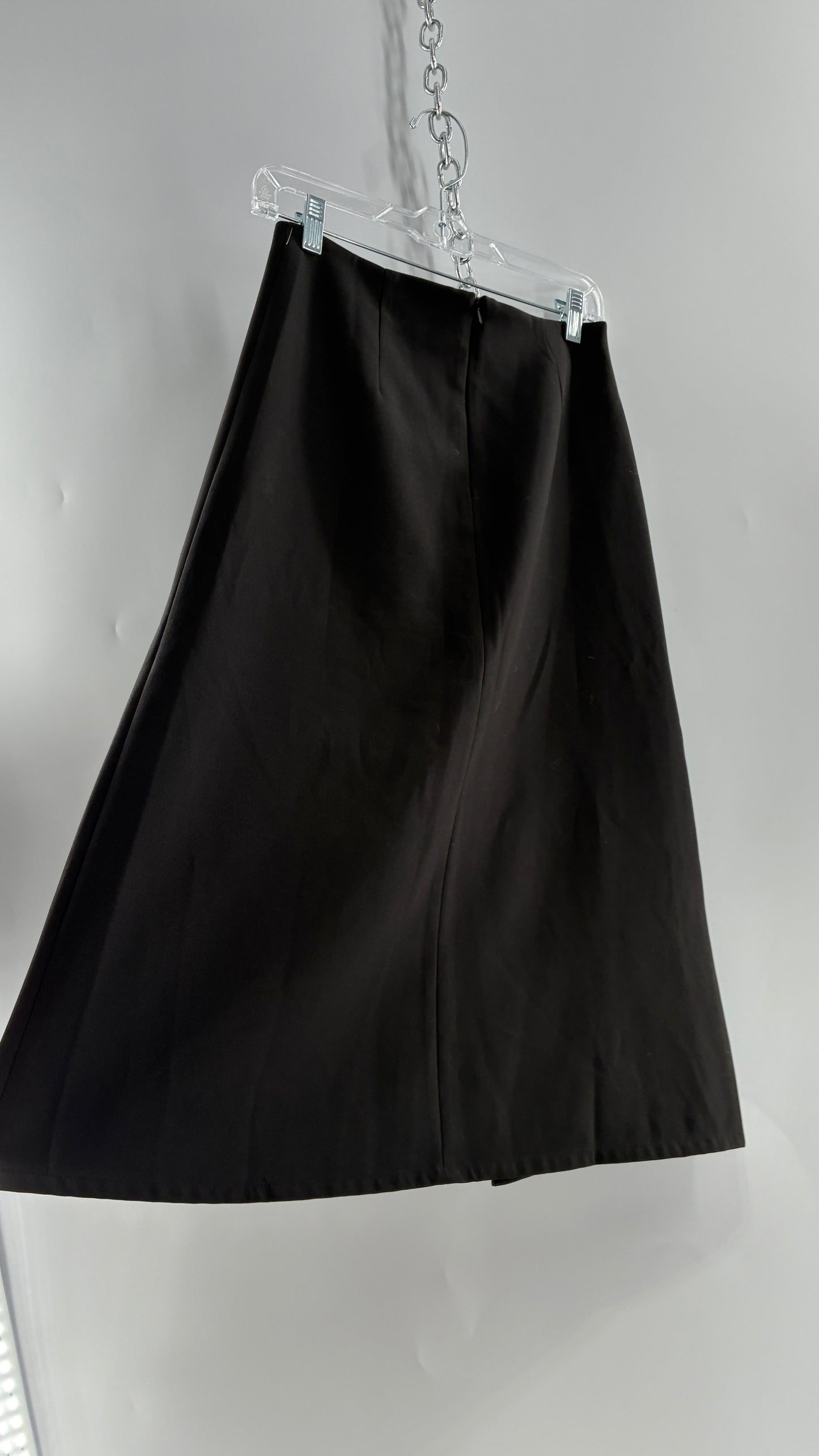 Vintage BYSI Black Skirt with Asymmetric Slit, Bronze Grommets and Lace Thigh Detail (EU36,UK8)