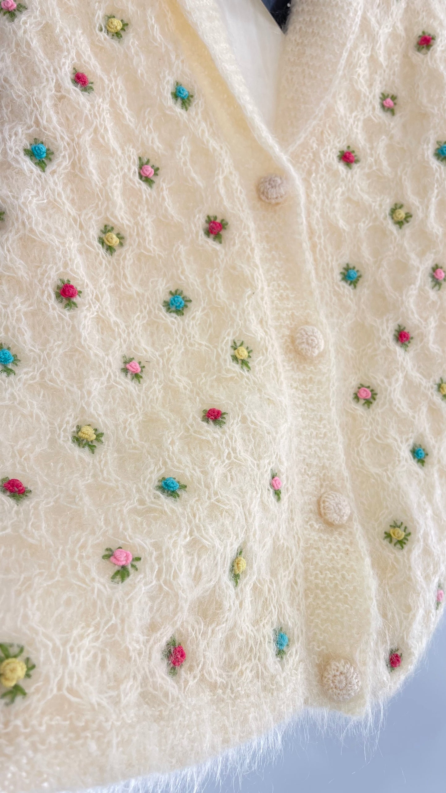 Vintage Best & Co Lil Rose, Cream Granny Cardigan (Medium)