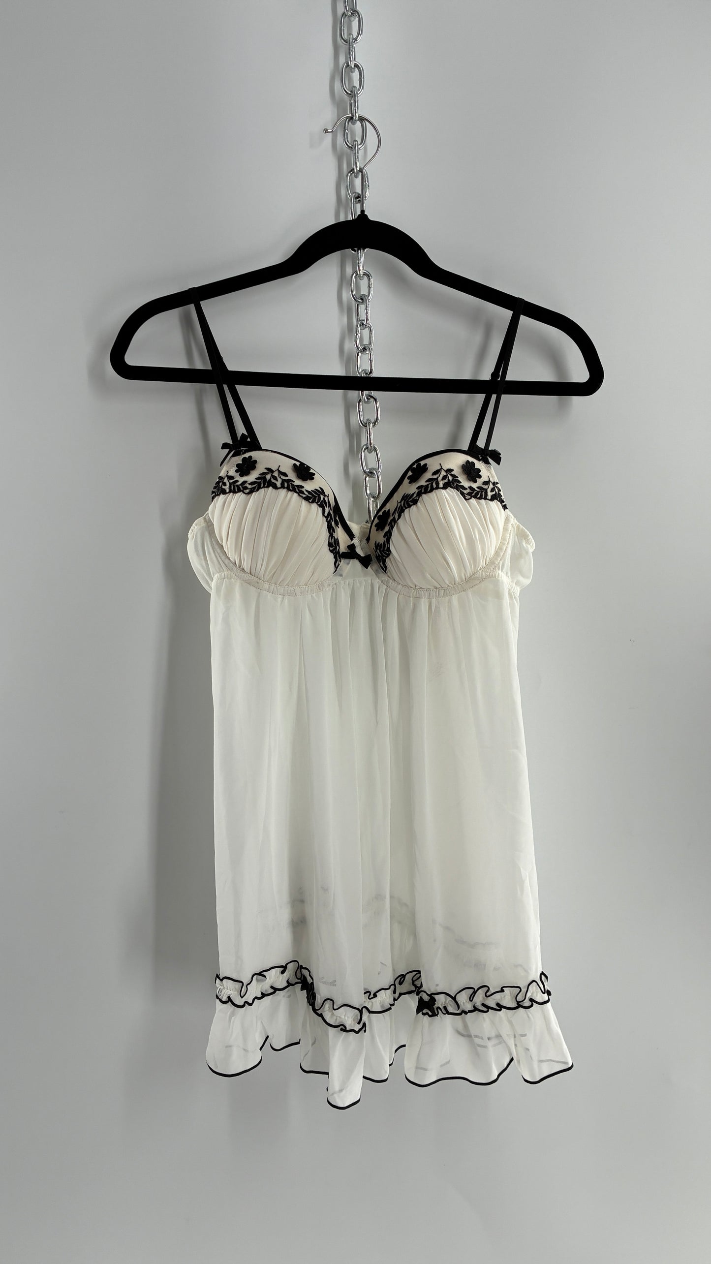 Deadstock Vintage In Bloom Babydoll Camisole and Thong Set with Tags (Medium)