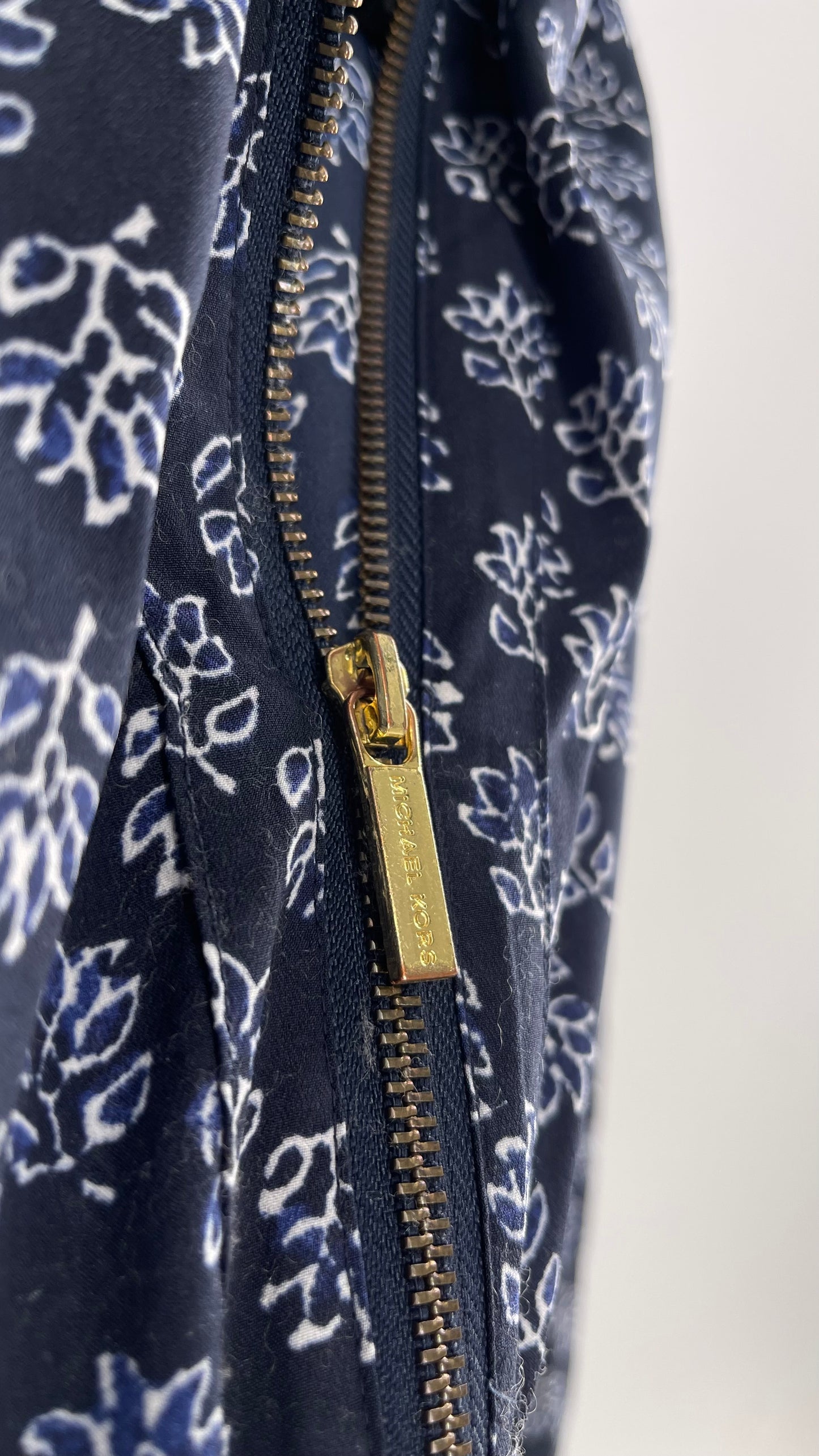 Michael Kors Navy Blouse with Gold Zipper Hardware (6)