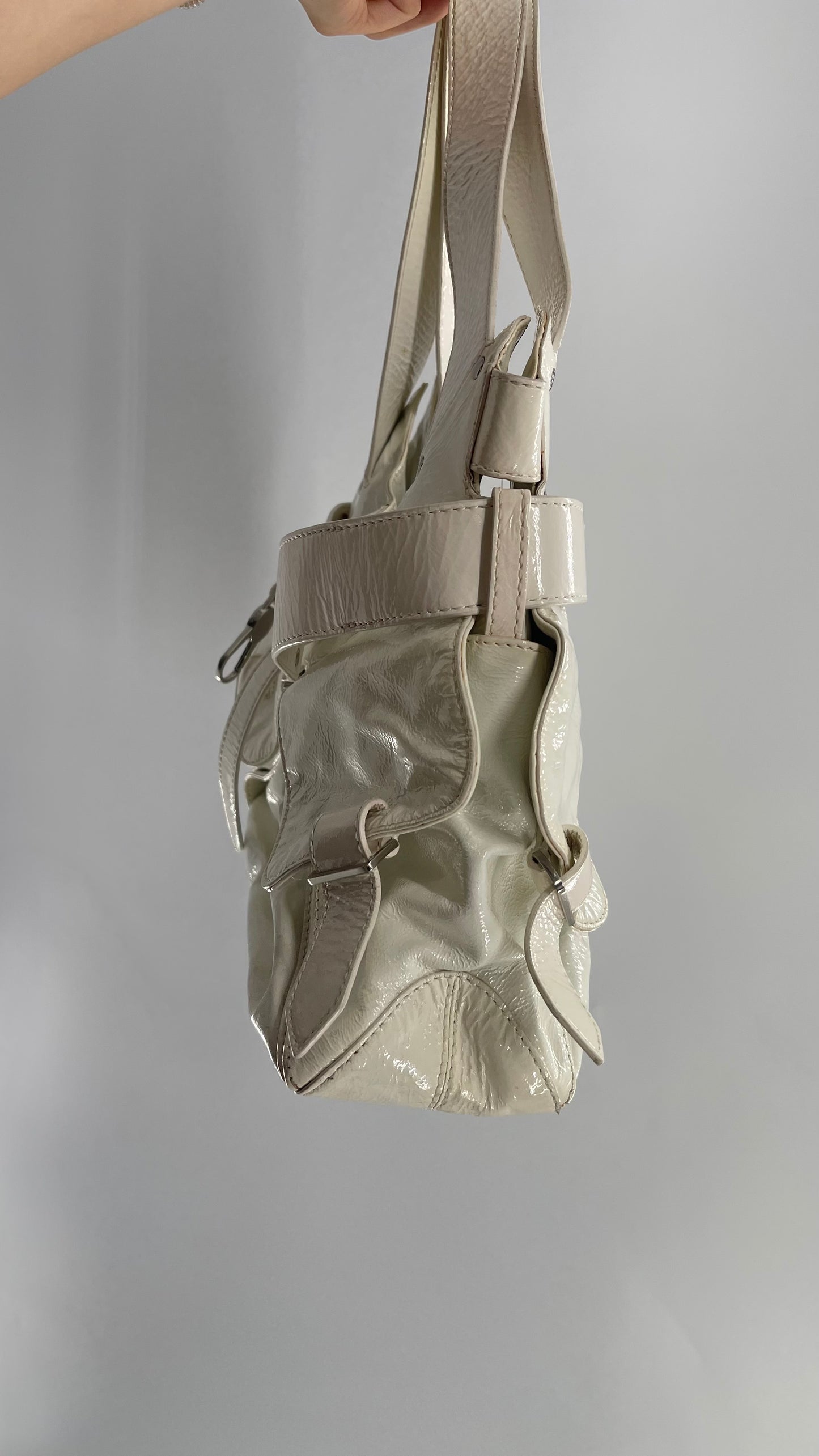 Vintage 1990s White Buckle Bag