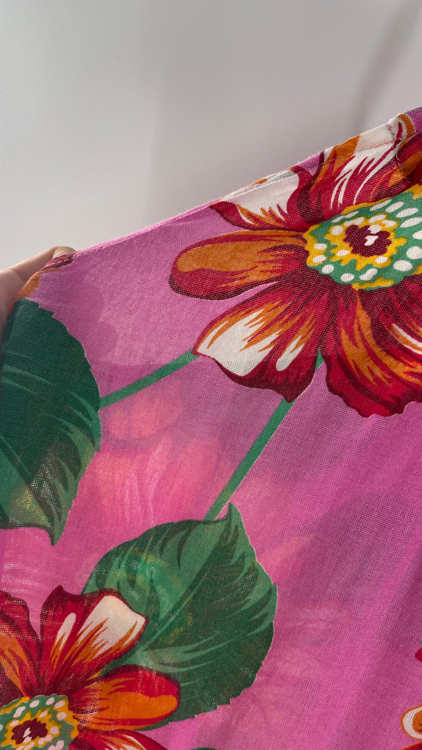 Handemade Brazilian Color Blocked Pink/Red Floral Maxi (One Size)