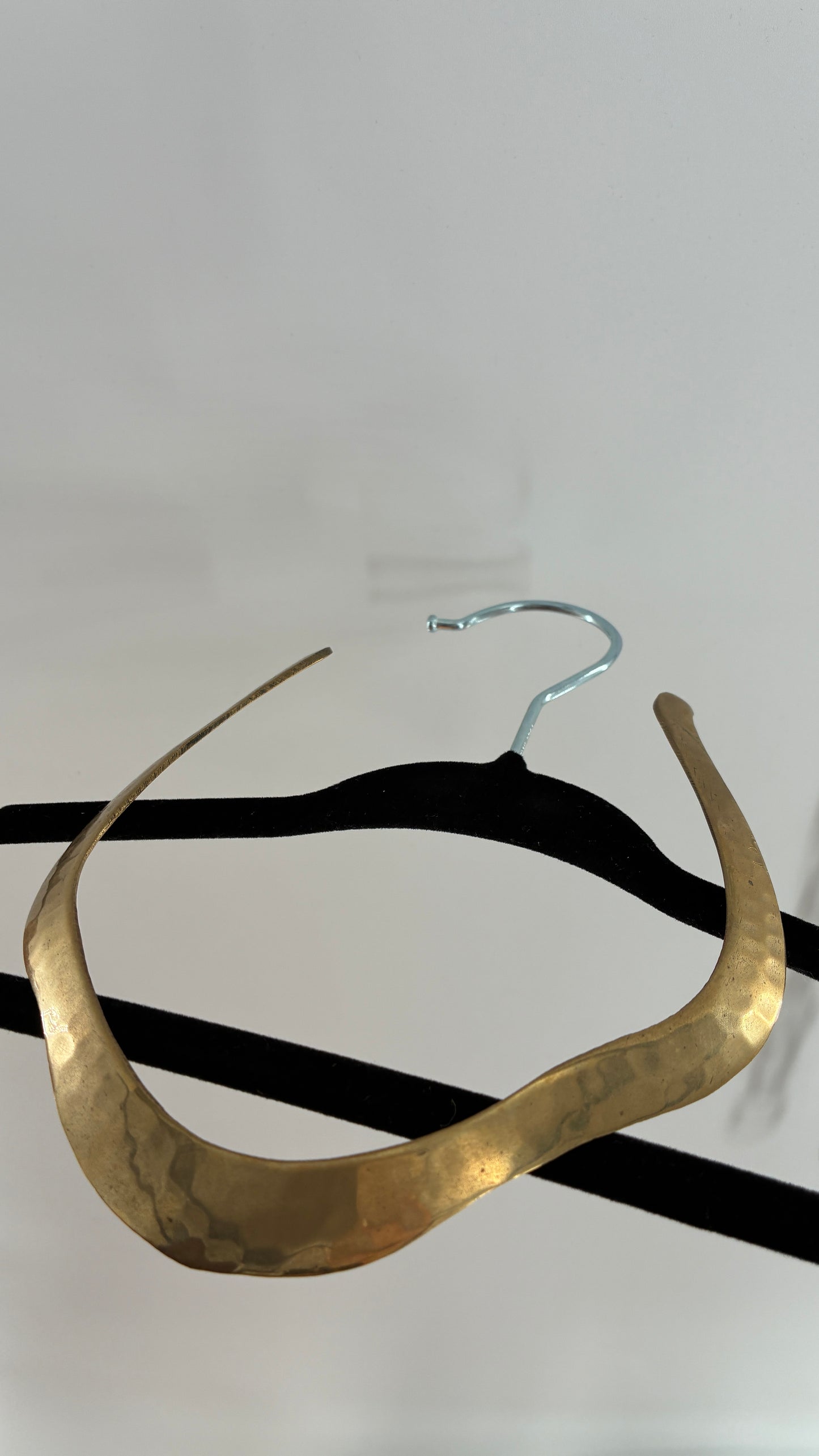 Vintage Hammered Brass Metal Choker Style Necklace