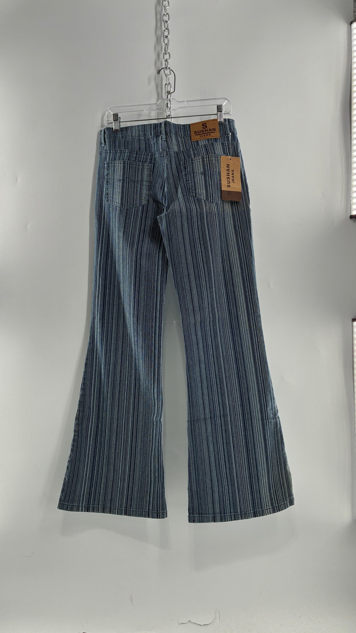 Deadstock Vintage SUSHAN Striped Denim Kickflares (XL)