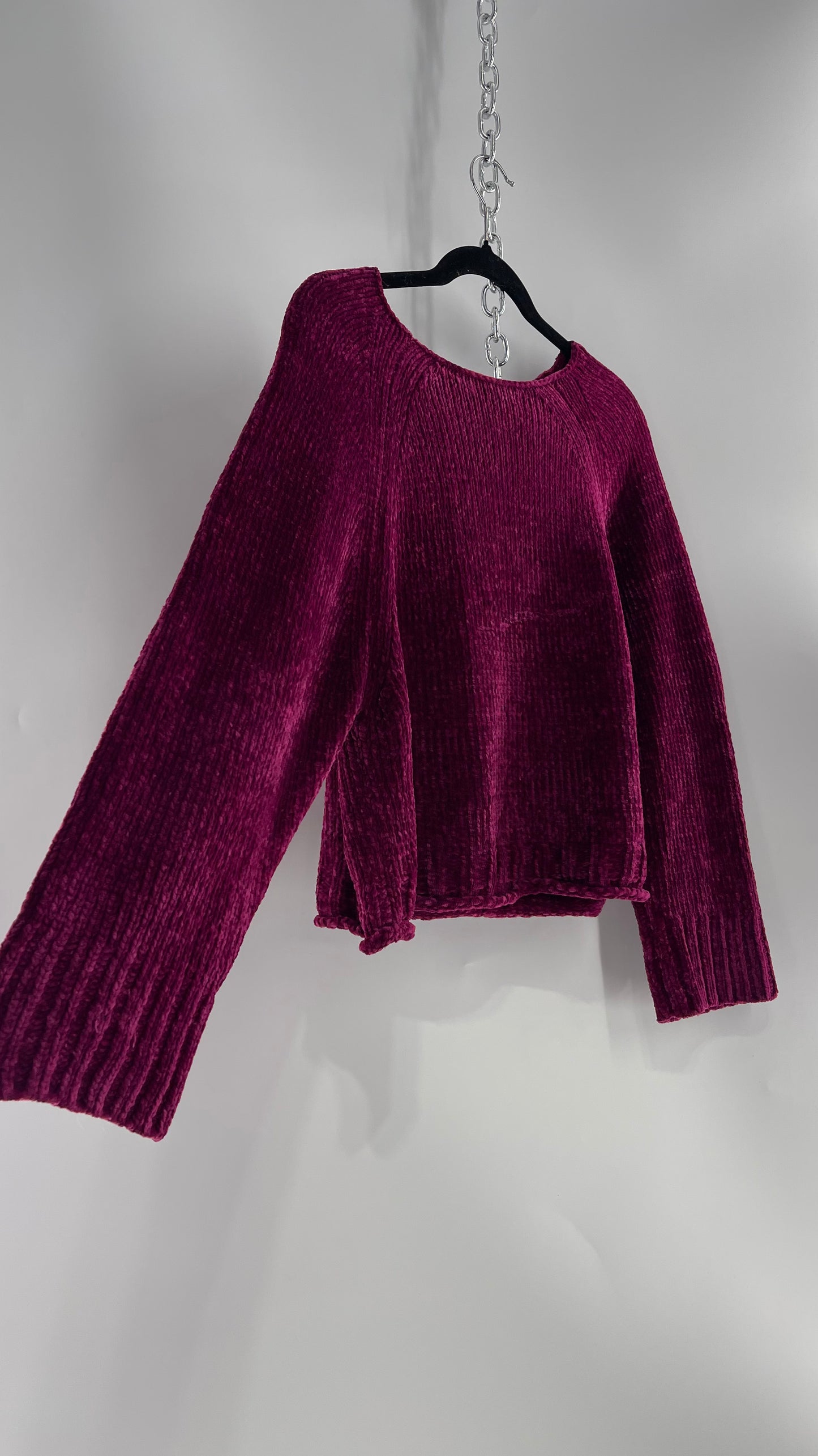 Anthropologie MOTH Fuchsia Purple Chenille Sweater (XS)