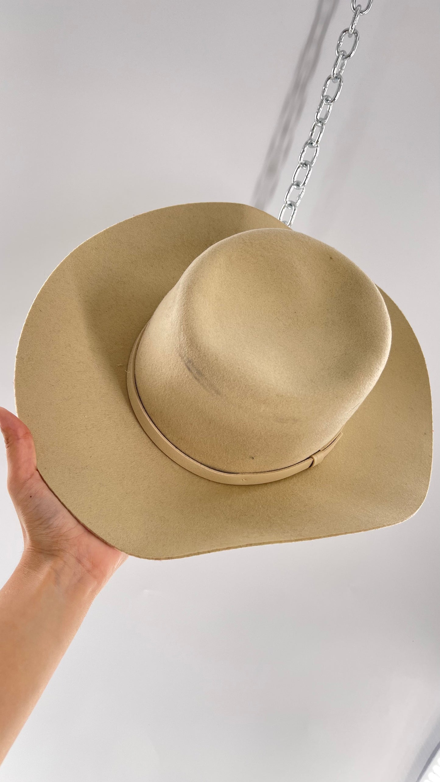 Free People Beige 100% Wool Wide Brimmed Sun Hat