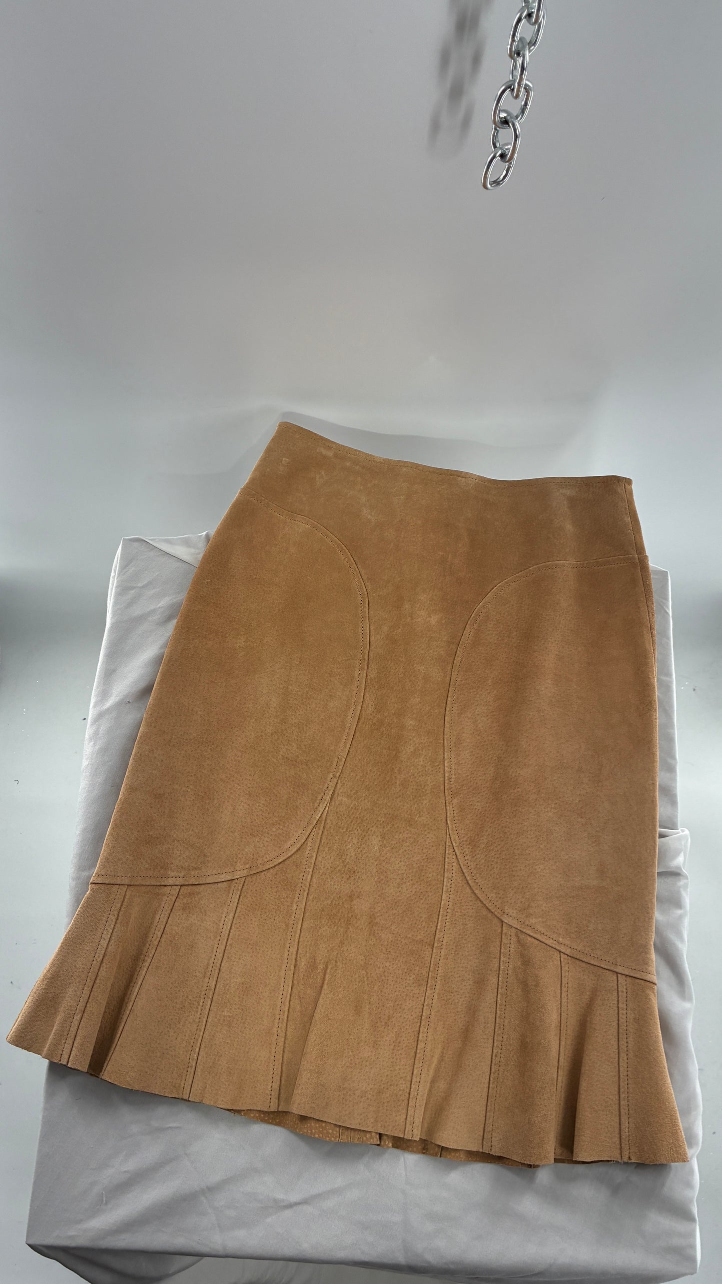 Vintage Moda International Genuine Leather Pleated Hem Skirt with Rounded Hip Panels (0)