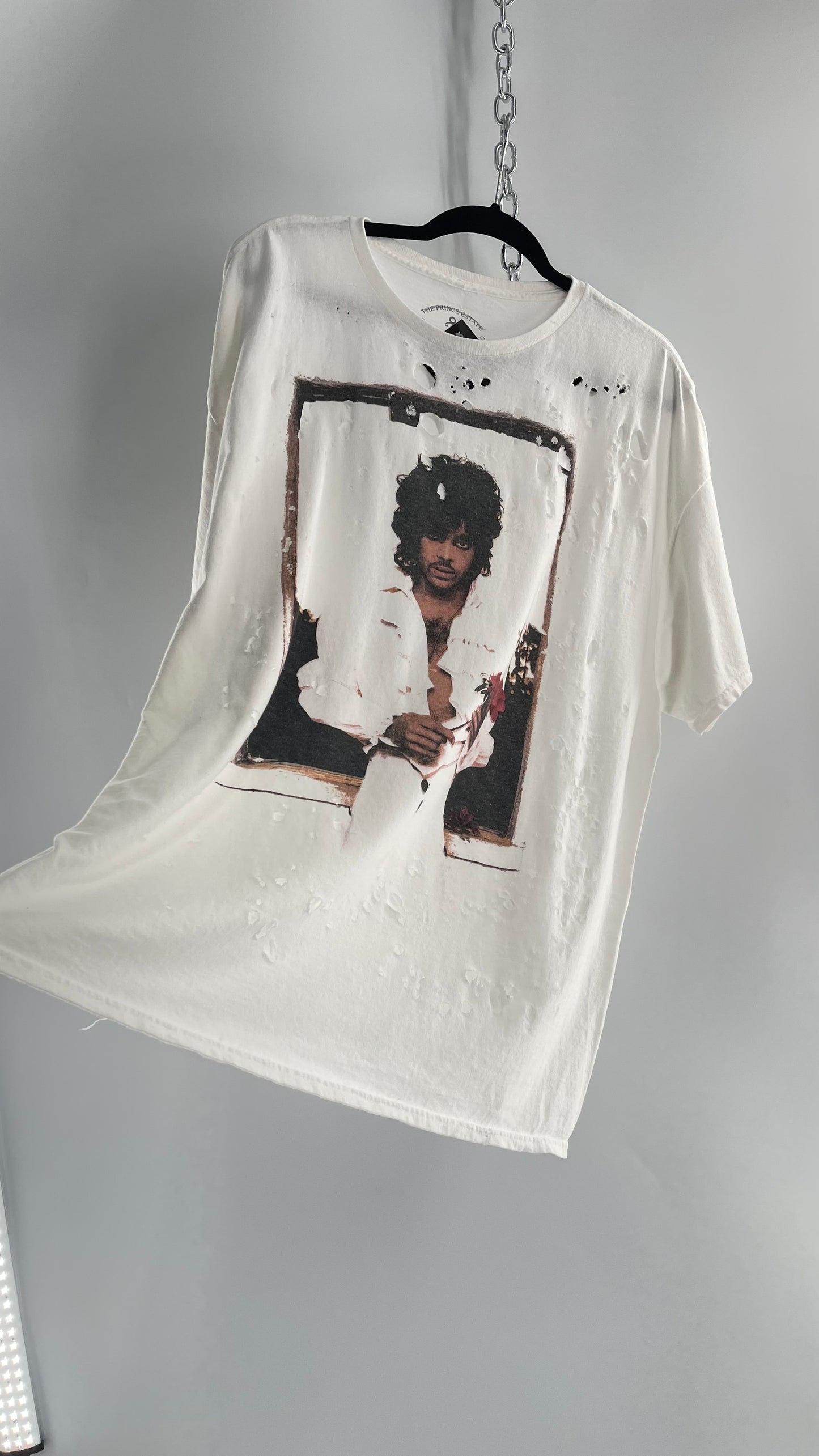 The Prince Estate Oversized Distressed Band T (S/M)