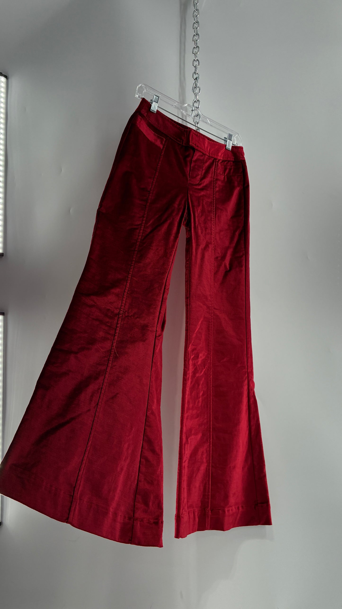 Free People Red Velvet Walk with You Kick Flare Hot Pants (2)