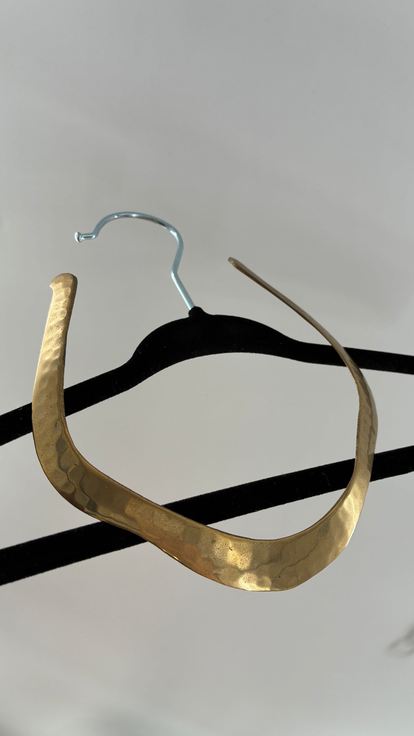 Vintage Hammered Brass Metal Choker Style Necklace