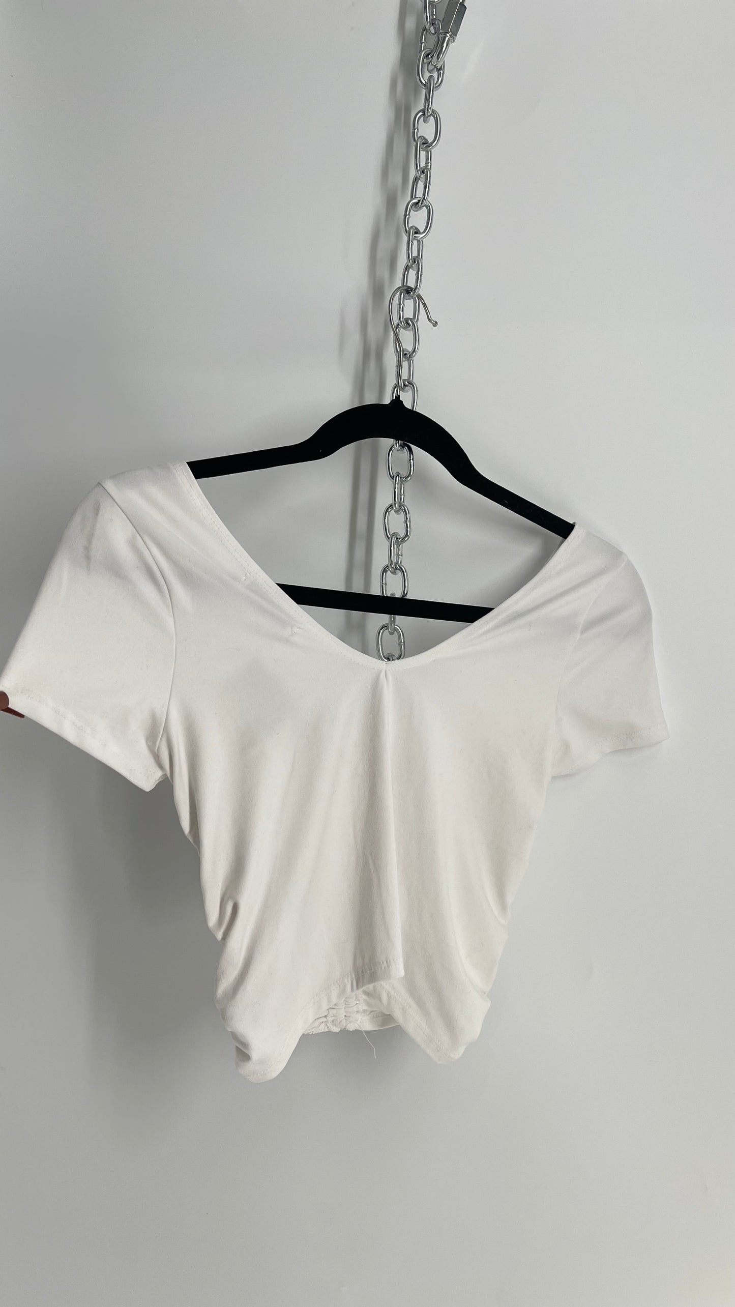 Urban Outfitters White Ruched T Shirt (Small)