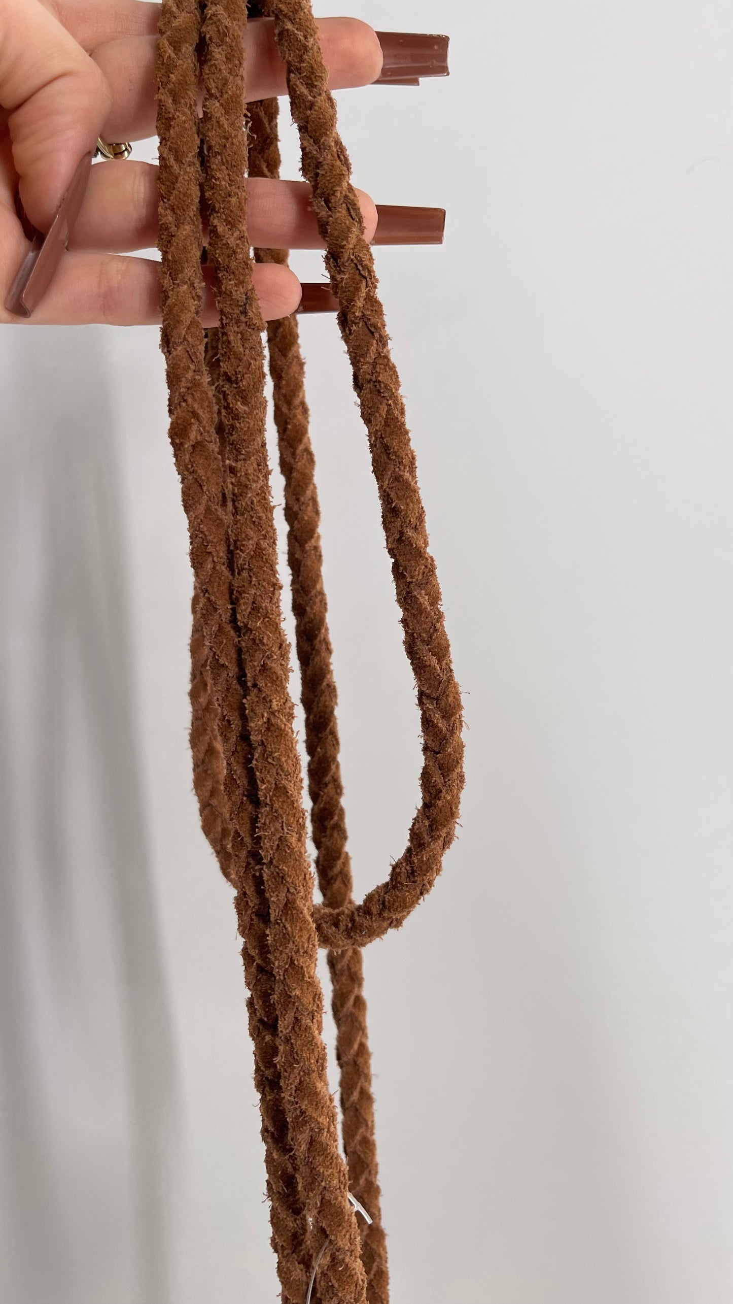 Free People Genuine Suede Leather Whip Tassel Lasso Belt (One Size)
