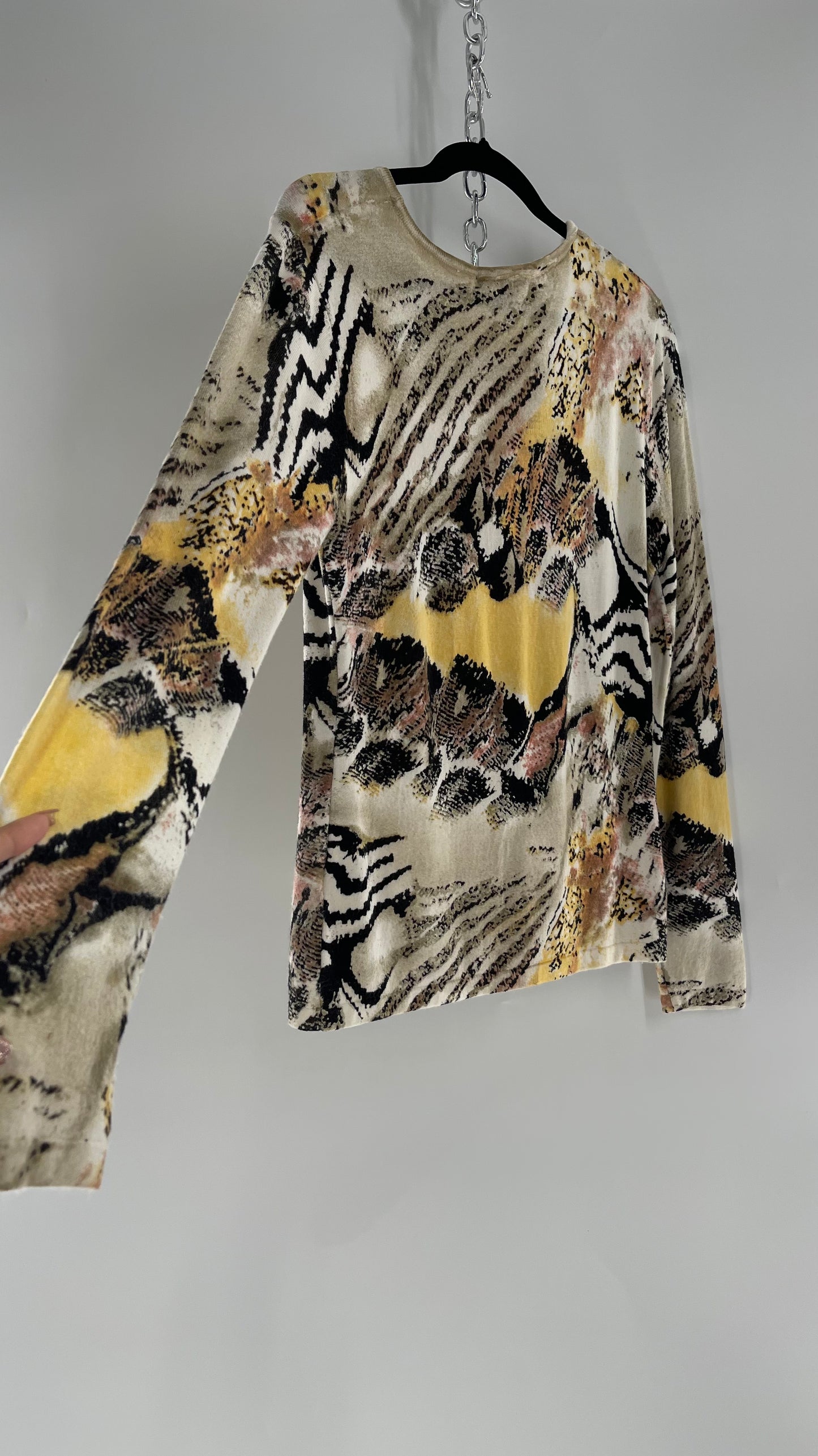 Vintage PIERRI Animal Print Graphic Knit with Iridescent Sequins (Small)